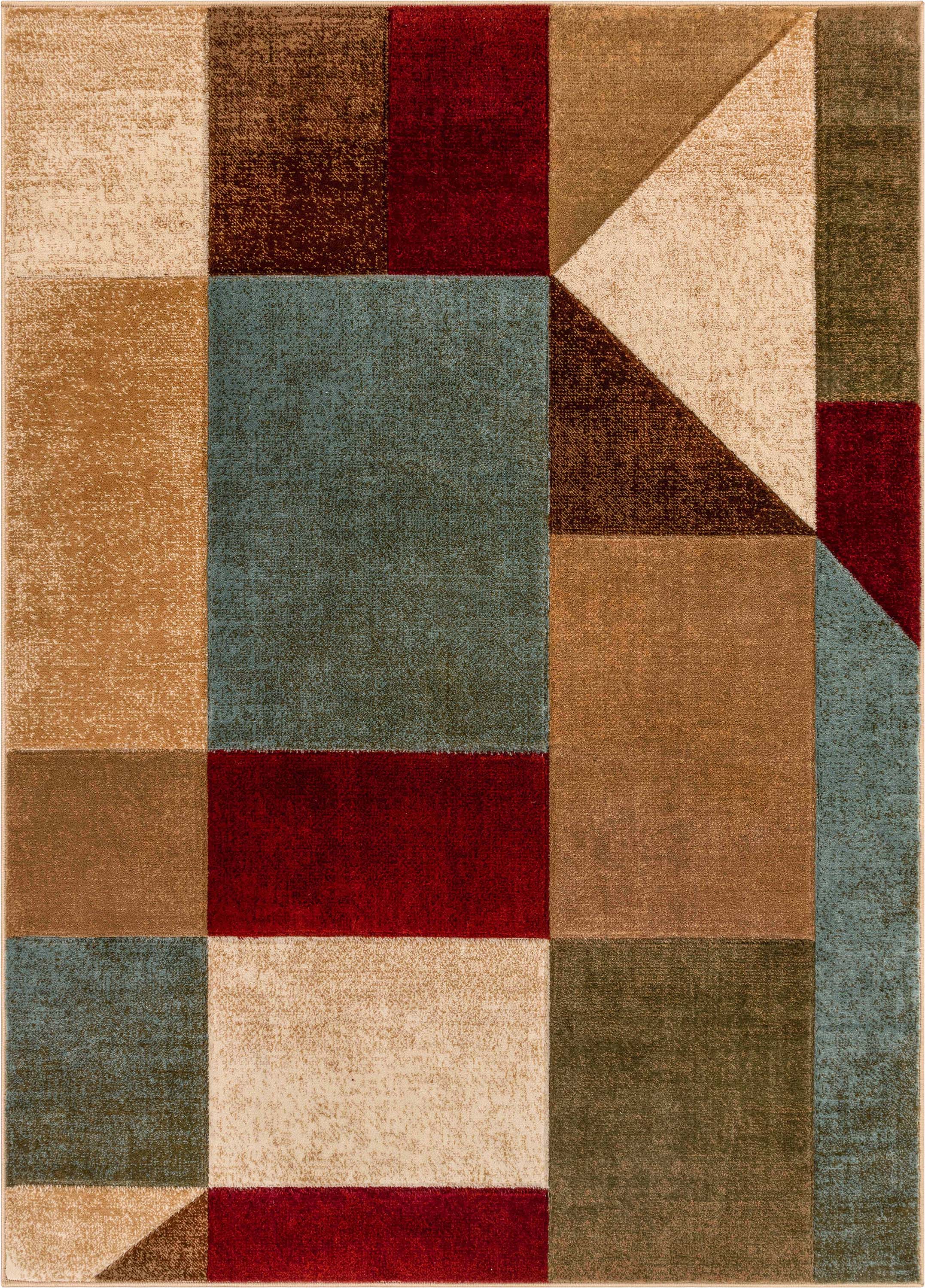 Marcia Multi Modern Geometric Blocks 3D Textured Rug Well Woven
