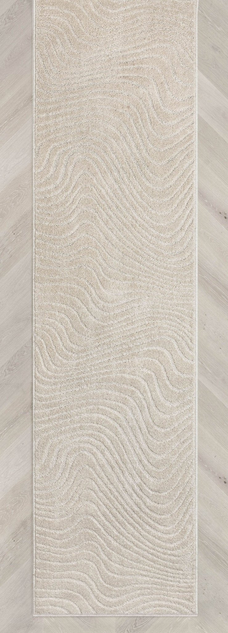 Custom Size Runner Sibi Modern Solid & Striped Ivory Choose Your Width x Choose Your Length Hallway Runner Rug Well Woven