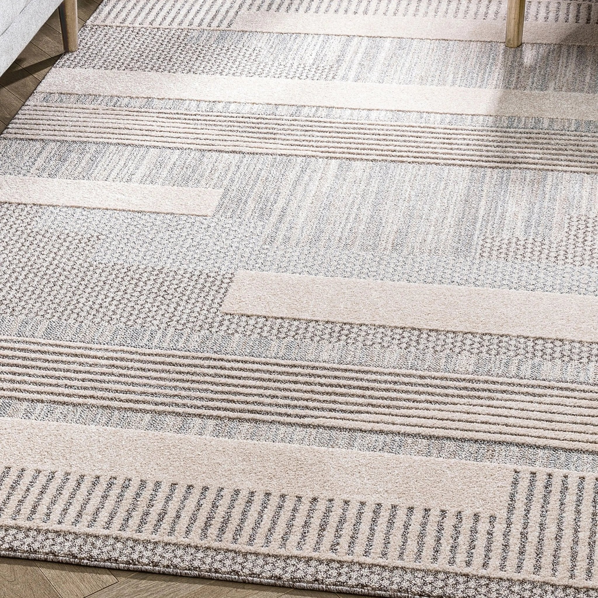 Briar Tribal Geometric Abstract Beige Looped Pile Rug Well Woven