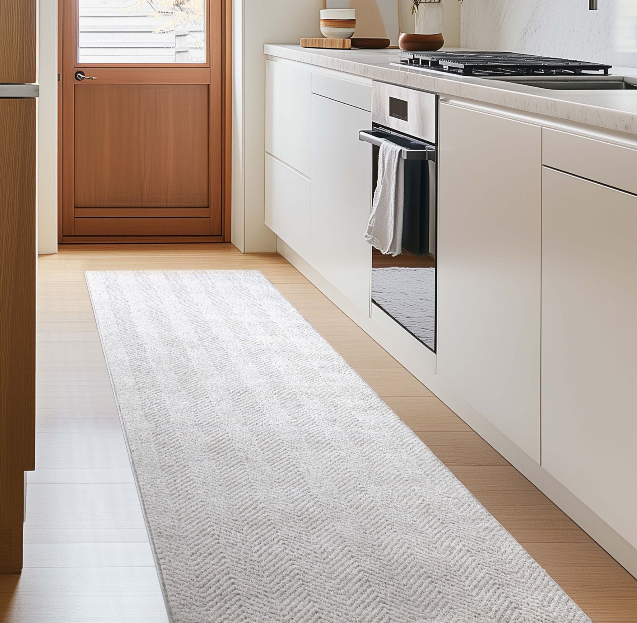 Custom Size Runner Pompeii Modern Ivory Choose Your Width x Choose Your Length Hallway & Stair Runner Rug Well Woven