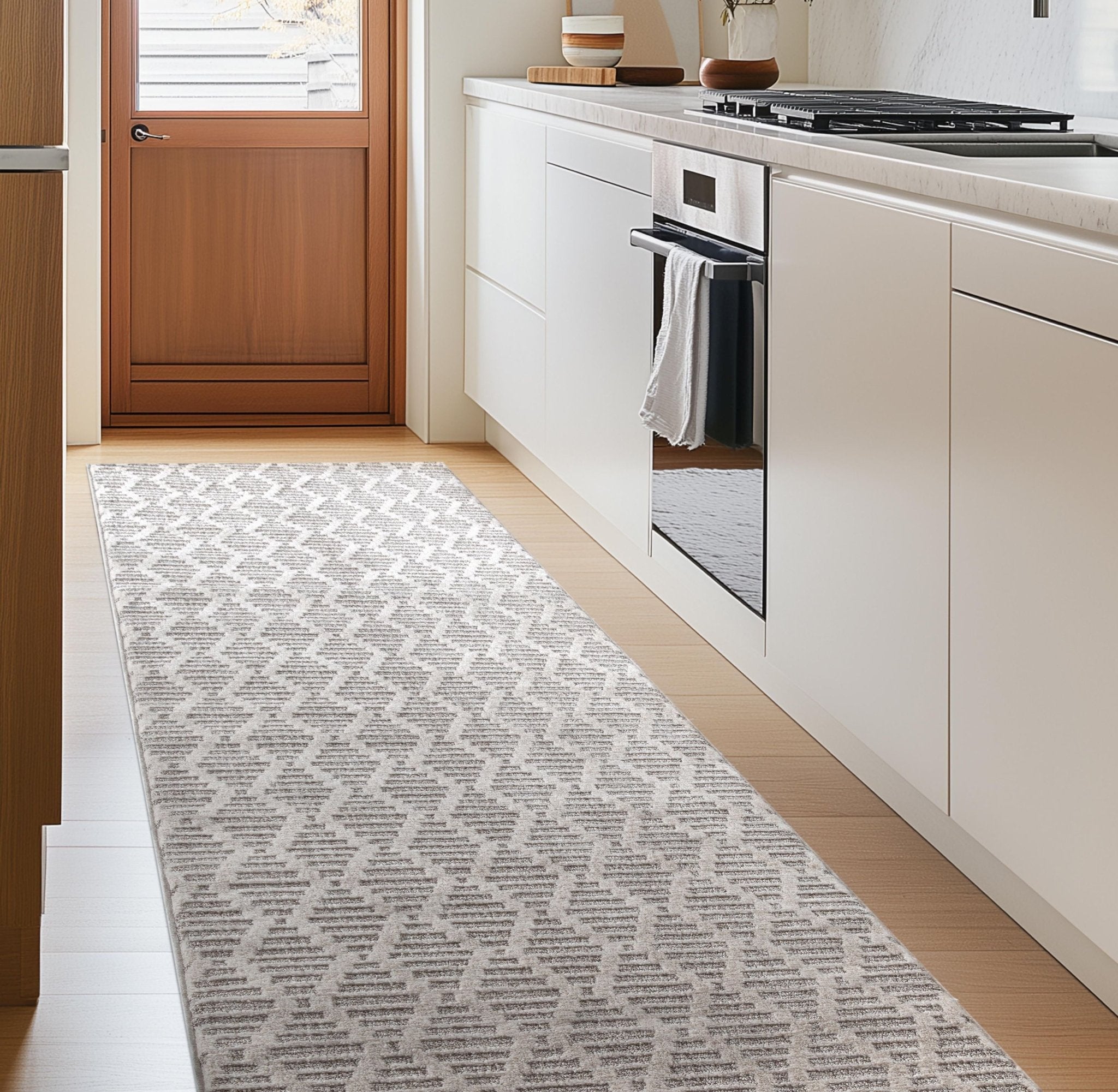 Custom Size Runner Babylon Moroccan Trellis Taupe Choose Your Width x Choose Your Length Hallway & Stair Runner Rug Well Woven