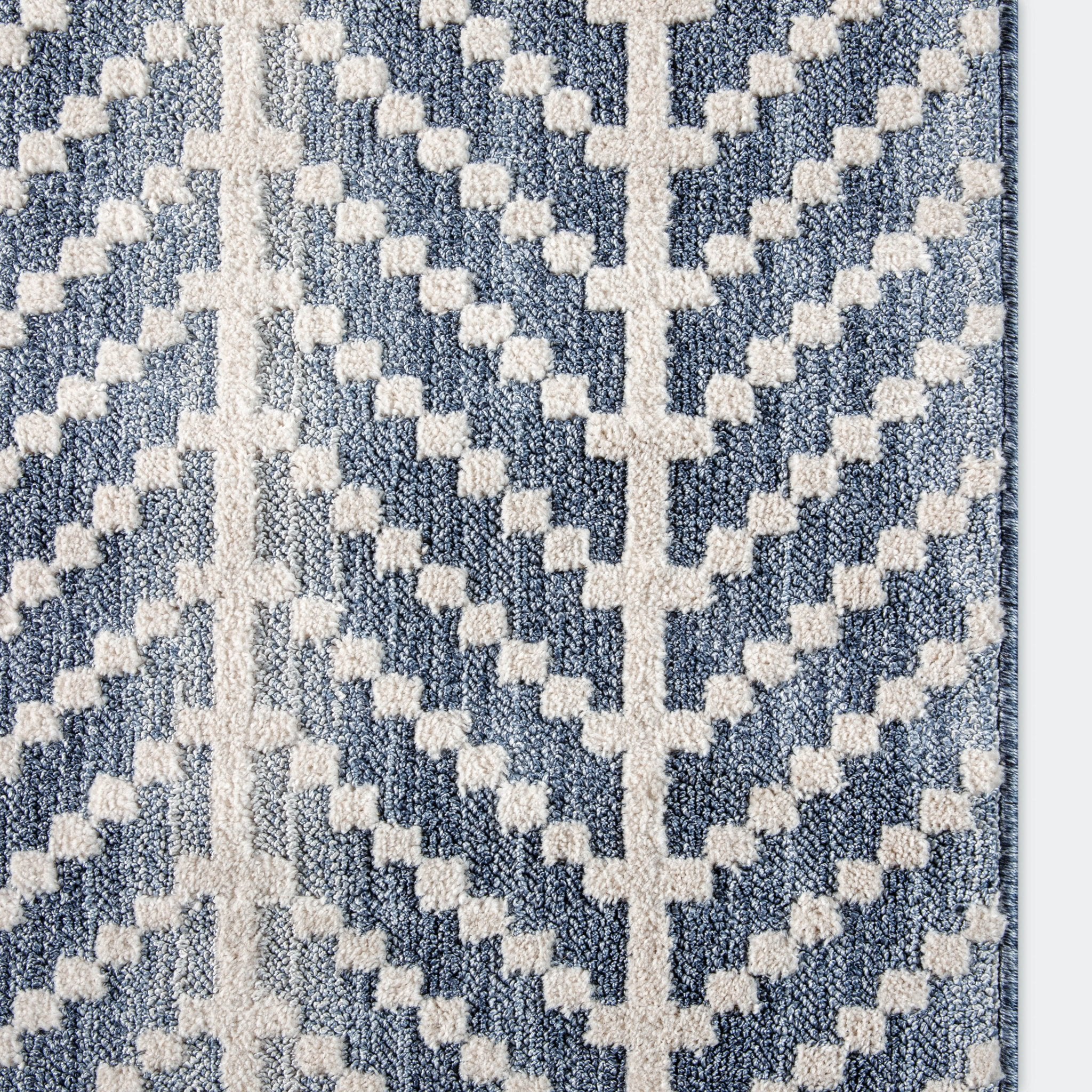 Custom Size Runner Rhodes Modern Blue Choose Your Width x Choose Your Length Hallway & Stair Runner Rug Well Woven