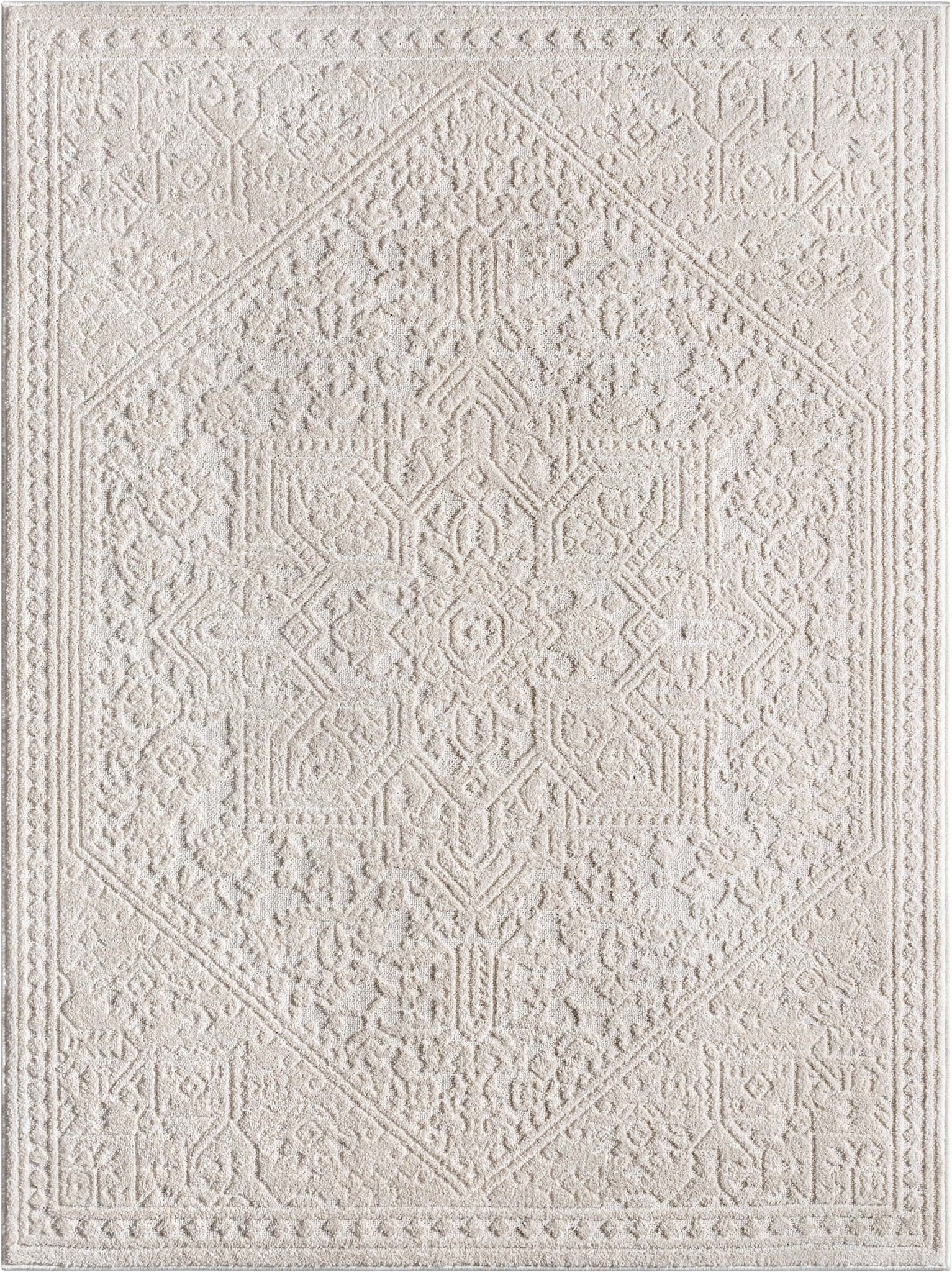 Cloud Medallion Heriz Soft Ivory Rug Well Woven