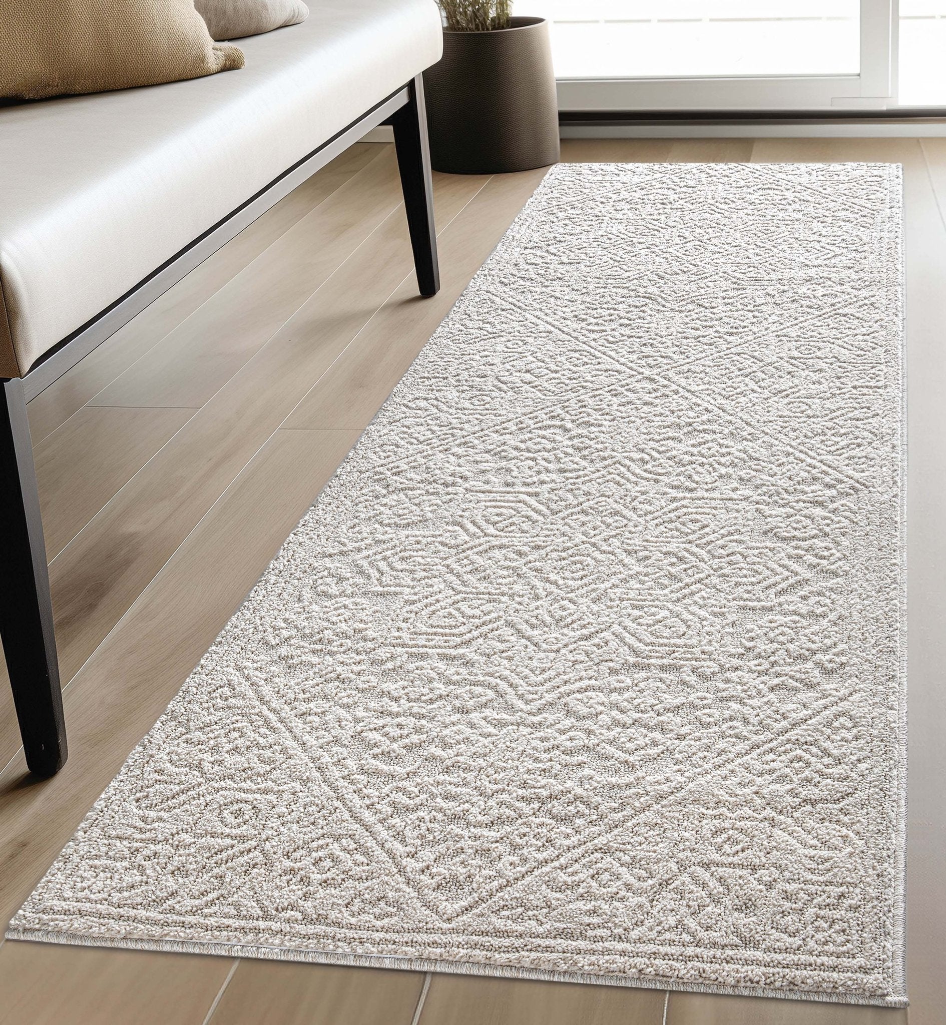Cloud Medallion Heriz Soft Ivory Rug Well Woven