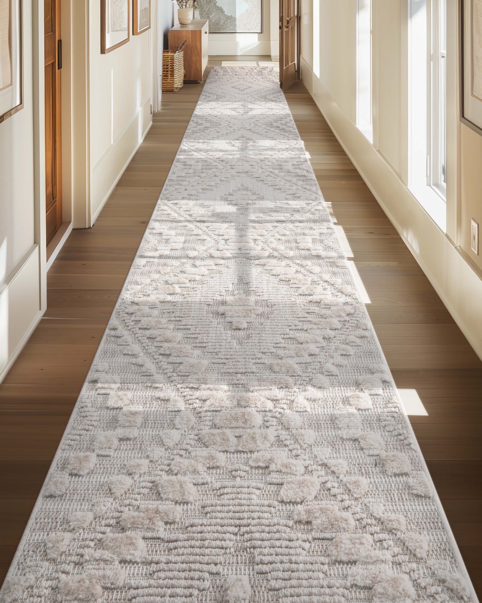 Custom Size Runner Kilim Geo Moroccan Diamond Pattern Beige Choose Your Width x Choose Your Length Hallway Runner Rug Well Woven