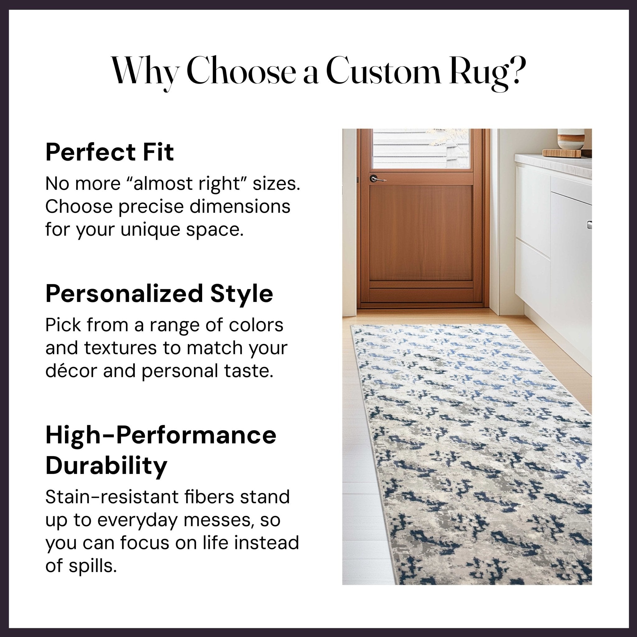 Shadowplay Custom Size Runner in a kitchen