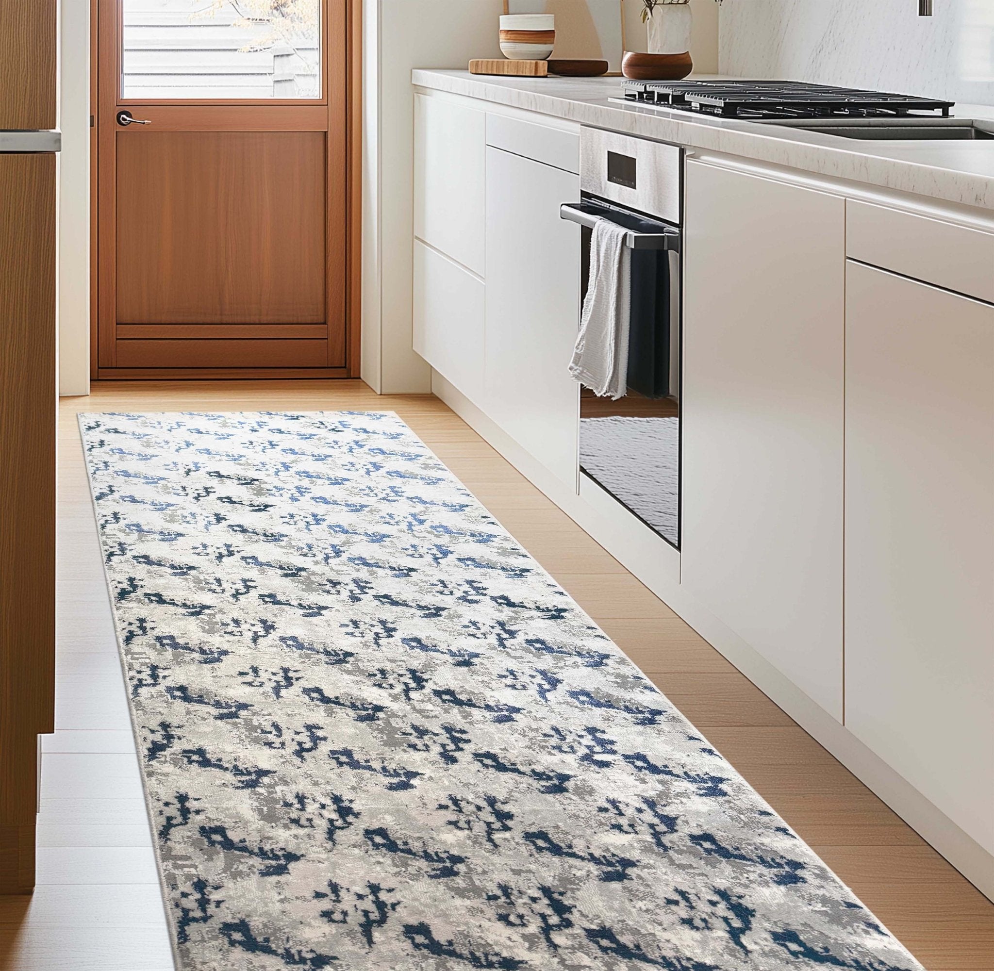 Shadowplay Custom Size Runner in a mid-century modern kitchen