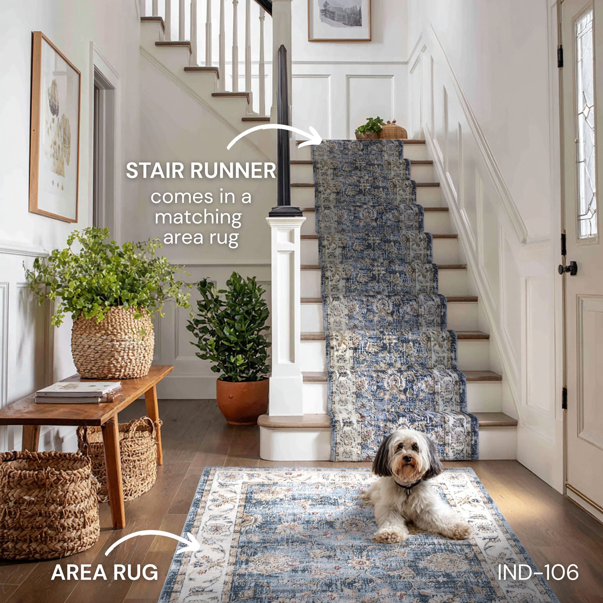 IND-106 Well Woven Elysium Midnight Blue Matching Rug and Runner