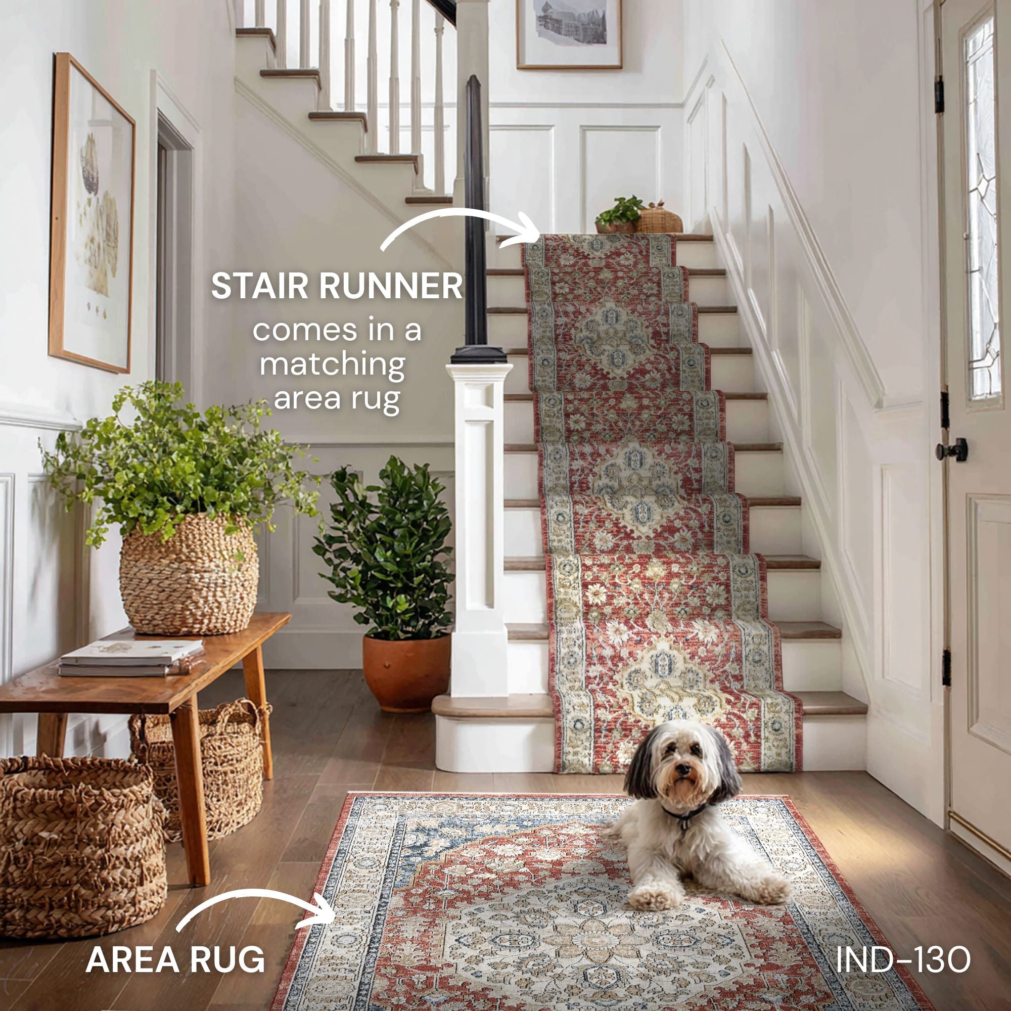 IND-130 Well Woven Mythos Crimson Matching Rug and Runner