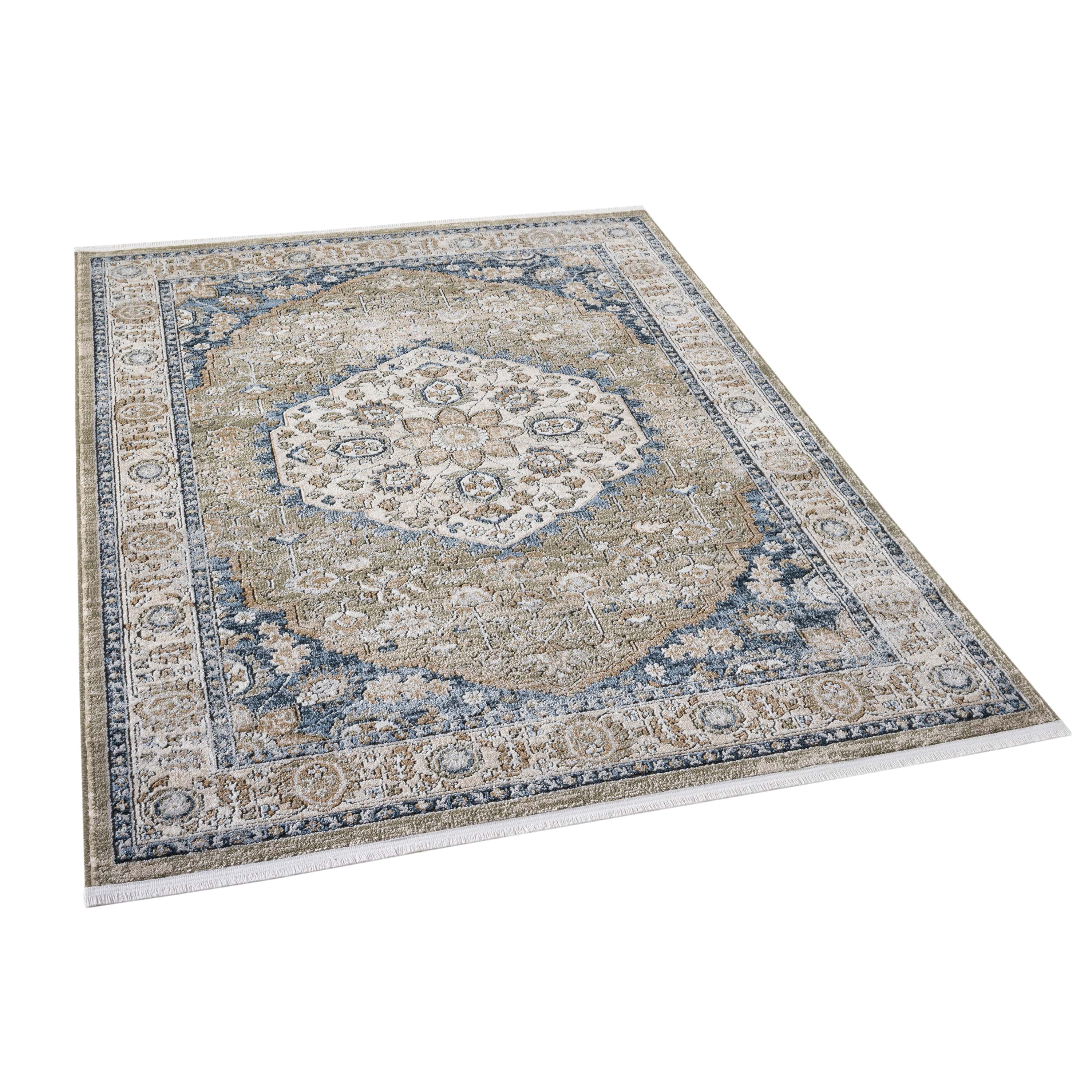 IND-135 Well Woven Indira Mythos Emerald Green Floor on White