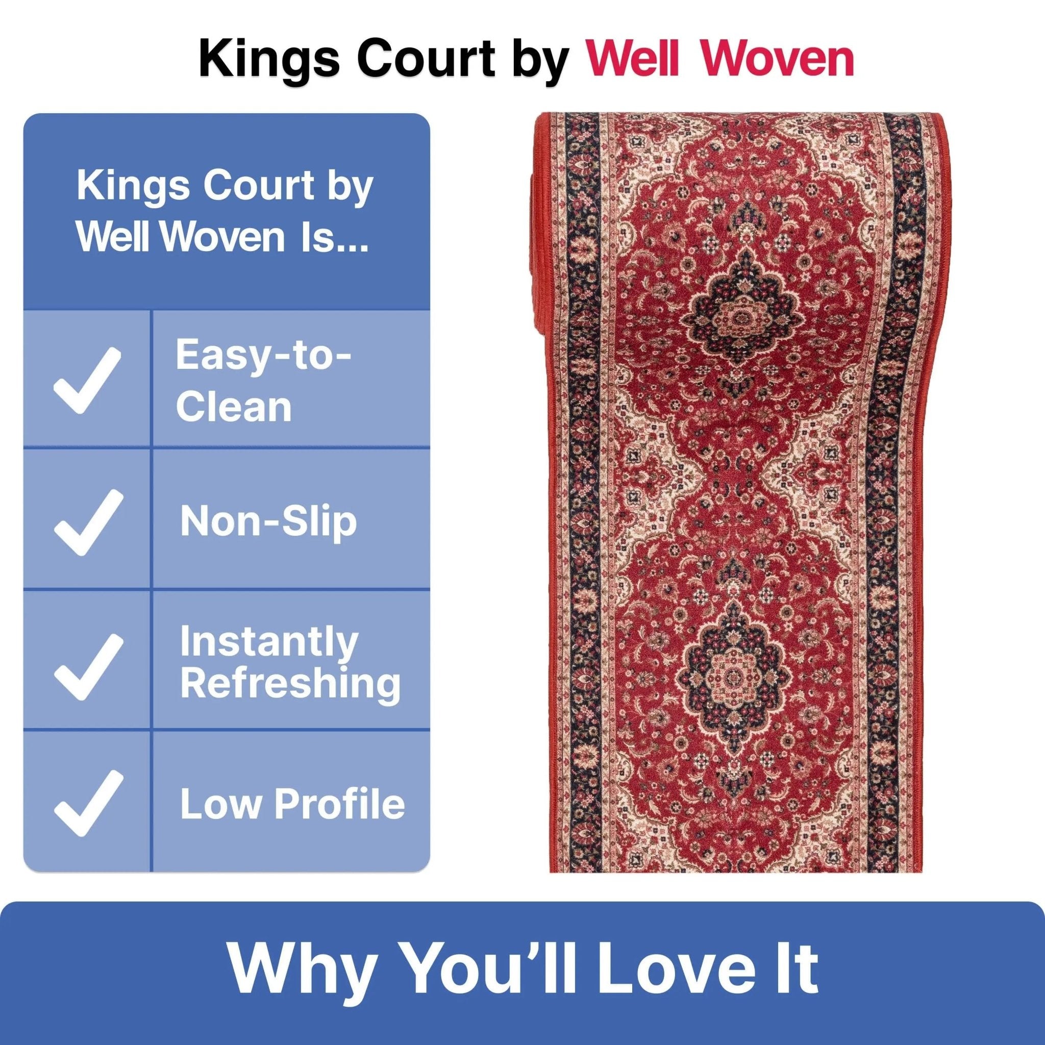 Custom Size Runner Gene Medallion Persian Red Select Your Width x Choose Your Length Machine Washable Hallway Runner Rug Well Woven