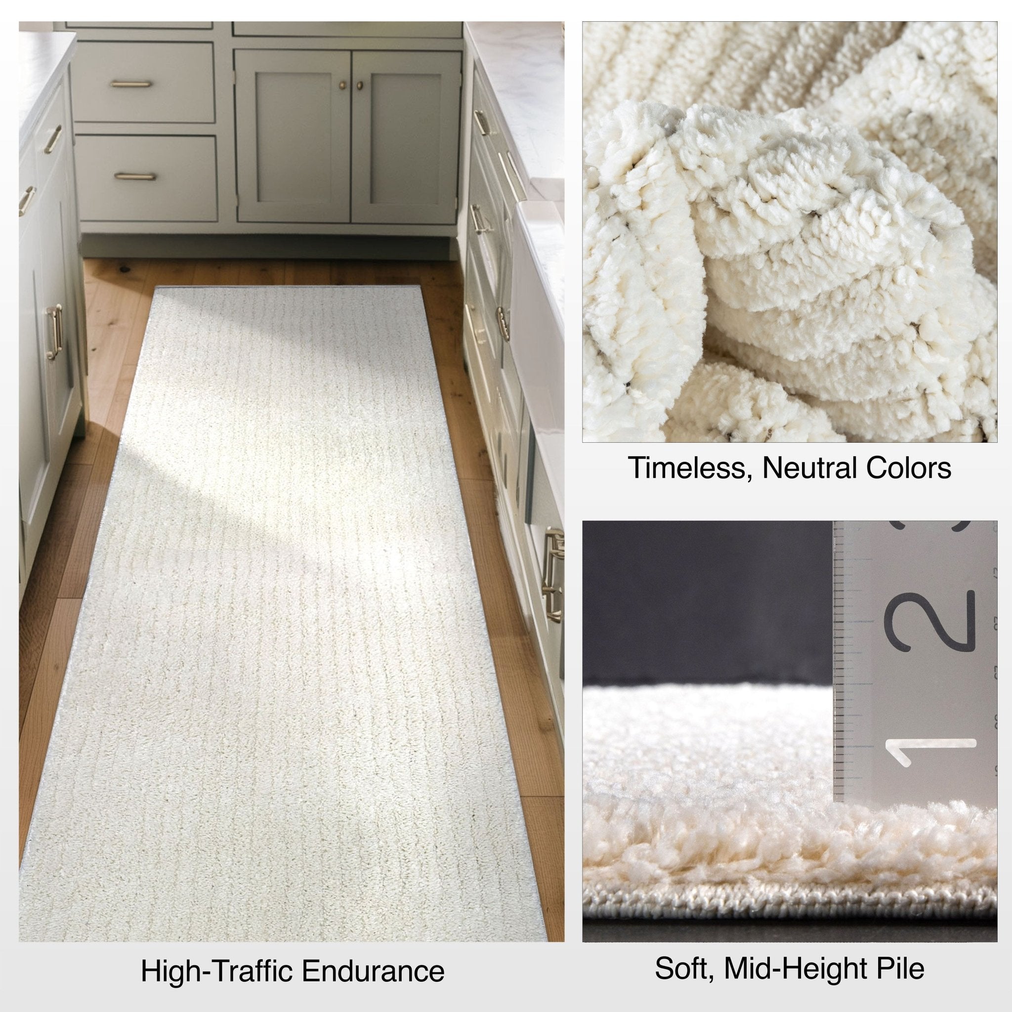 Custom Size Runner Marina Monroe Ivory Hallway Runner Rug - Well Woven - An ivory rug runner in various settings and angles