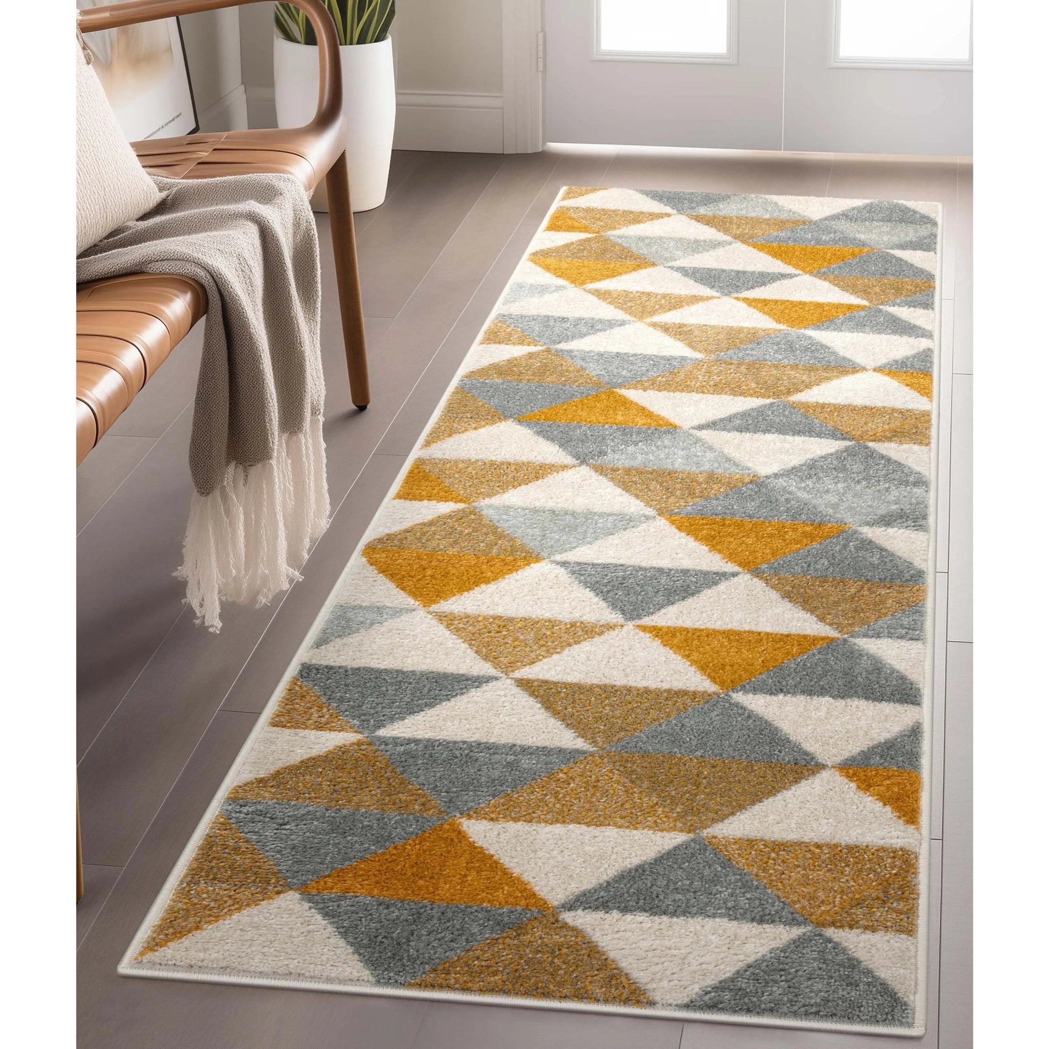 Alvin Gold Modern Geometric Rug Well Woven