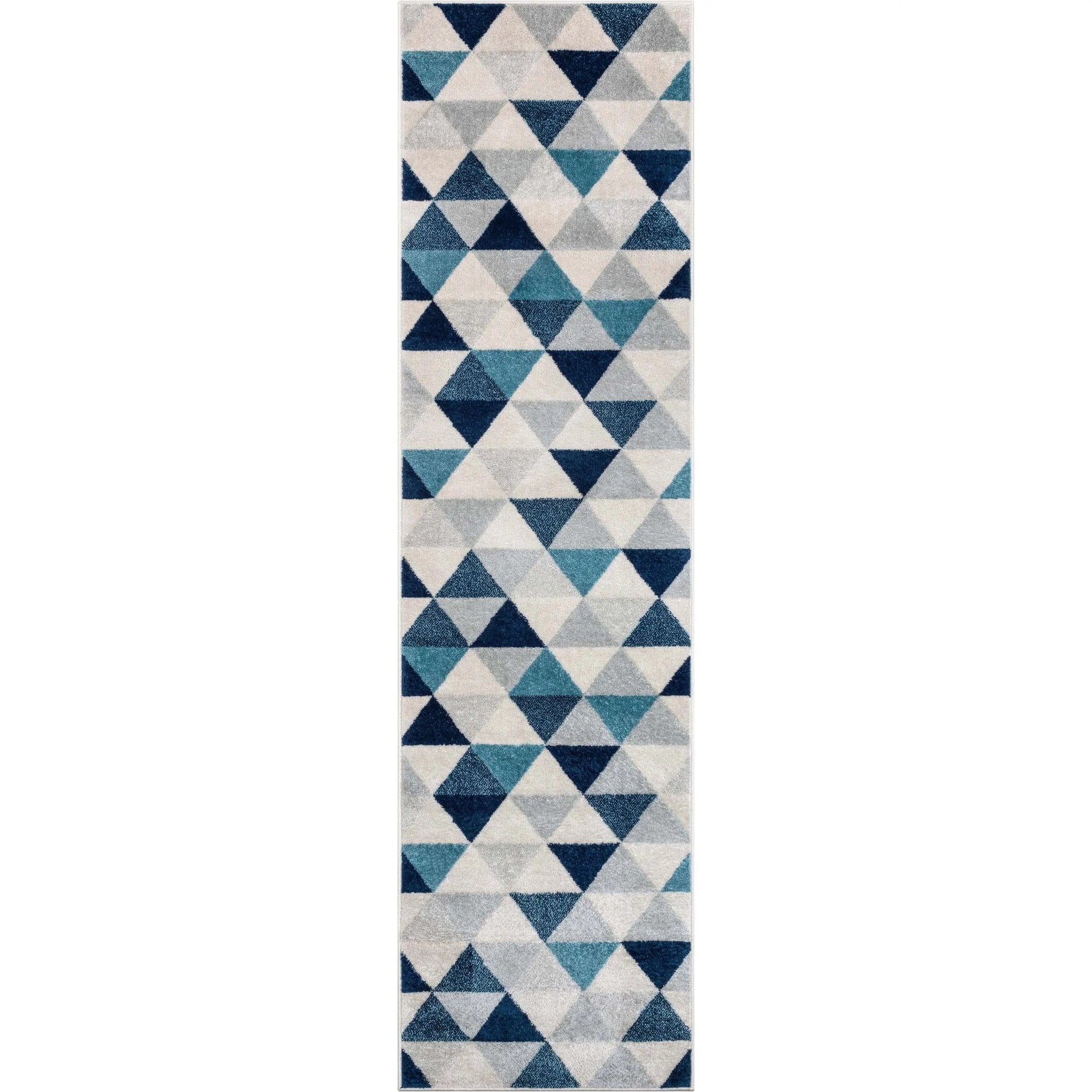 Alvin Blue Modern Geometric Rug Well Woven
