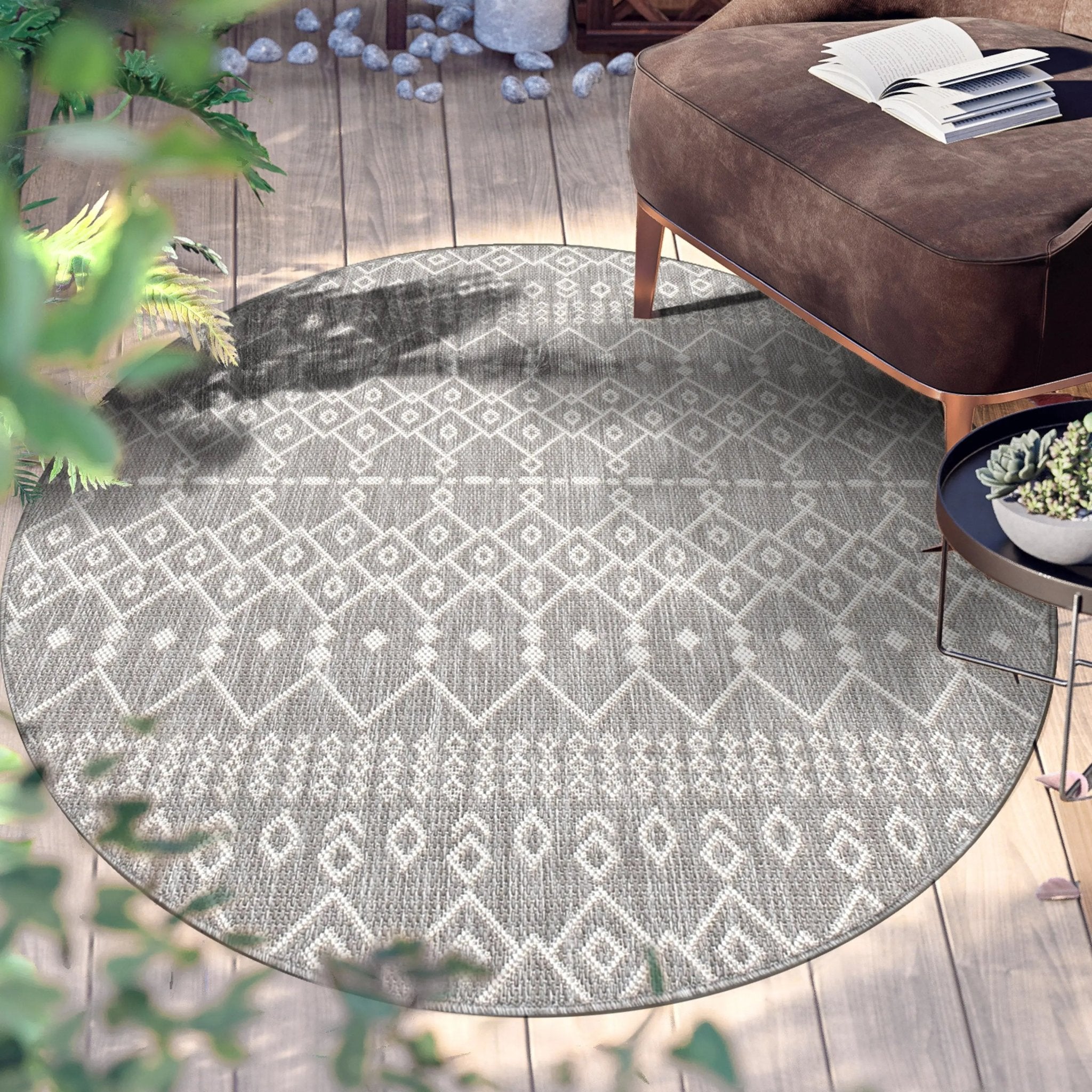 Nord Moroccan Tribal Indoor Outdoor Light Grey Flatweave Rug Well Woven