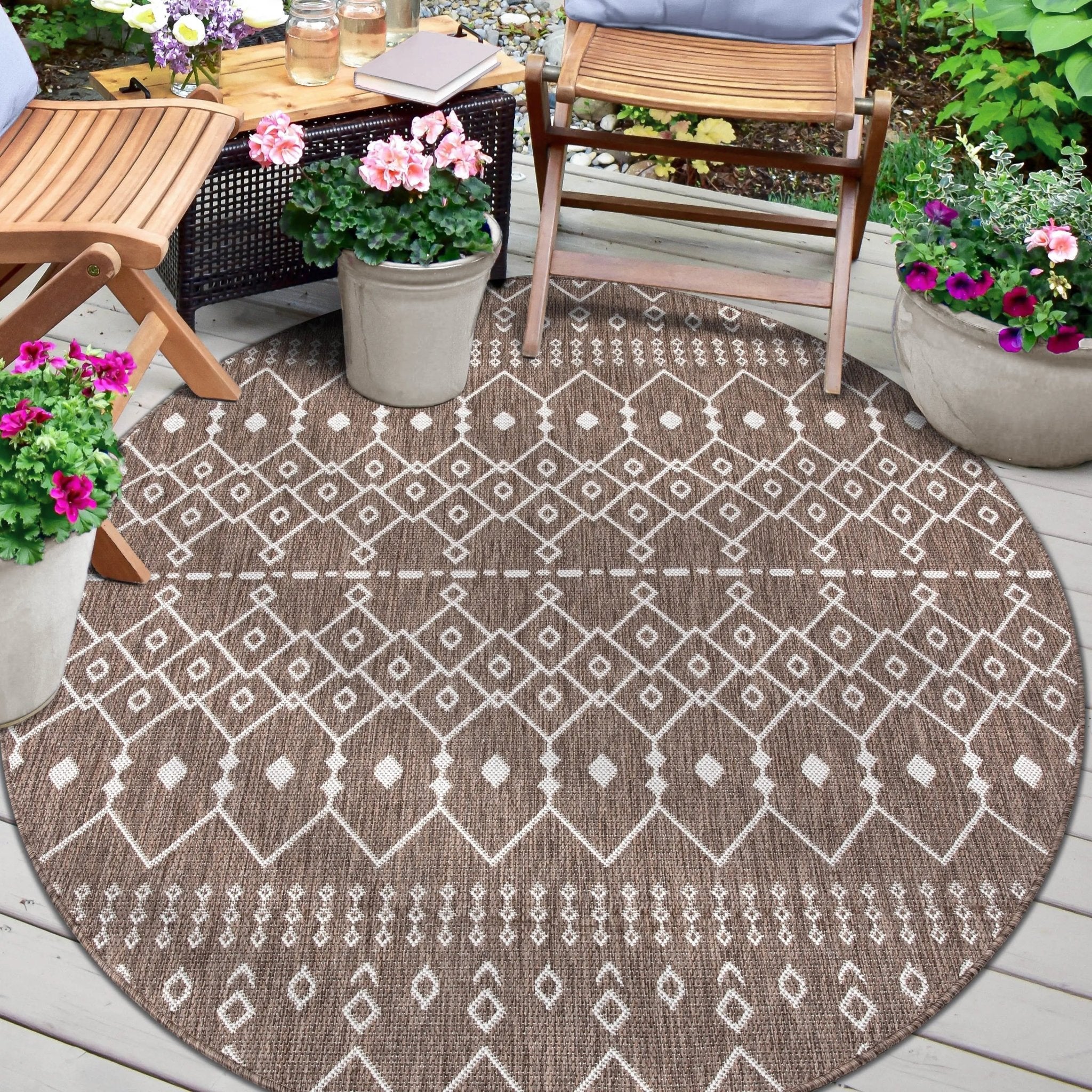 Nord Moroccan Tribal Indoor Outdoor Taupe Flatweave Rug Well Woven