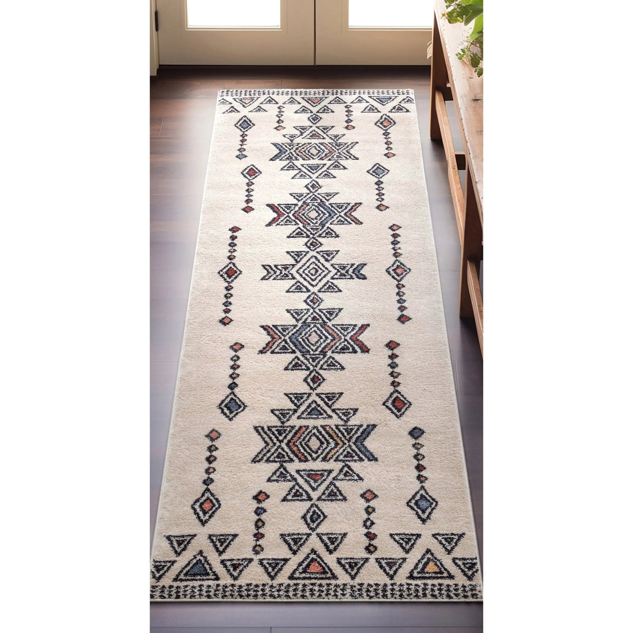Huron Bohemian Vintage Tribal Beige Rug Well Woven