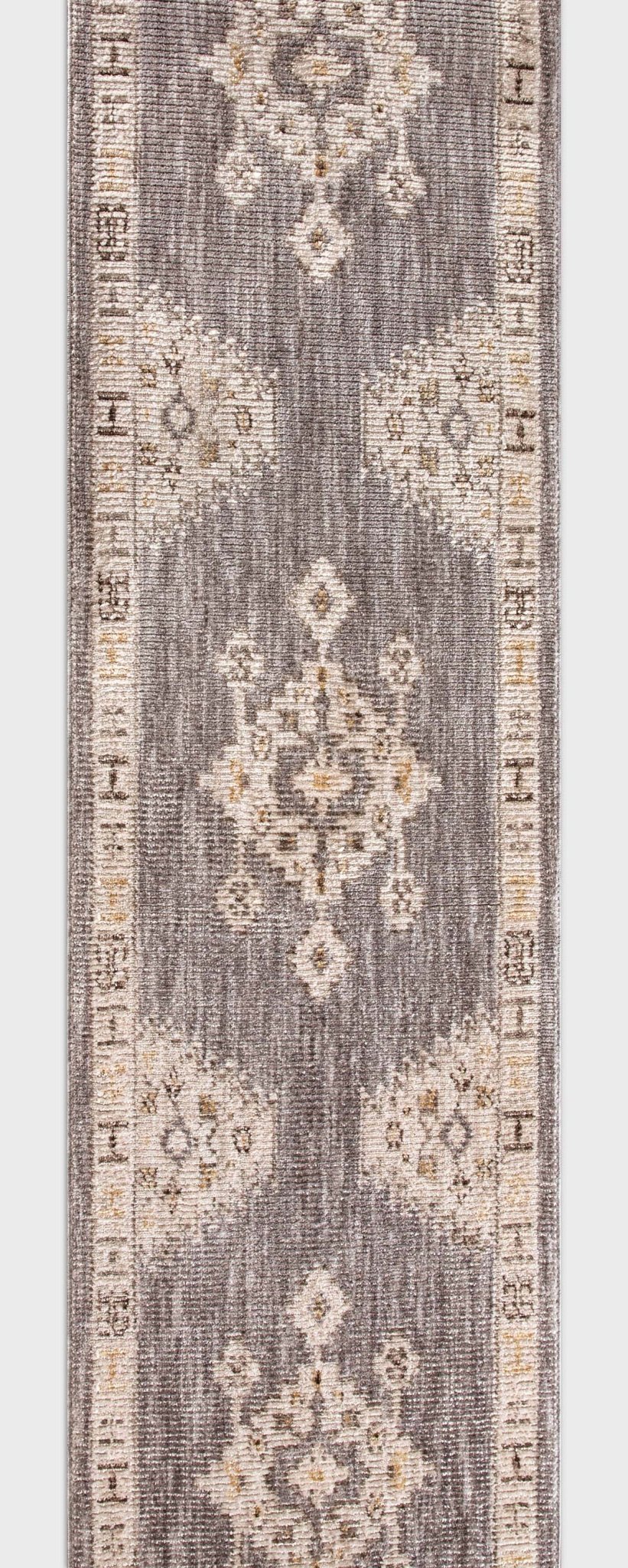 Custom Size Runner Isfjord Tribal Medallion Grey Choose Your Width x Choose Your Length - Perfect For Hallway, Stairs & Kitchen Well Woven