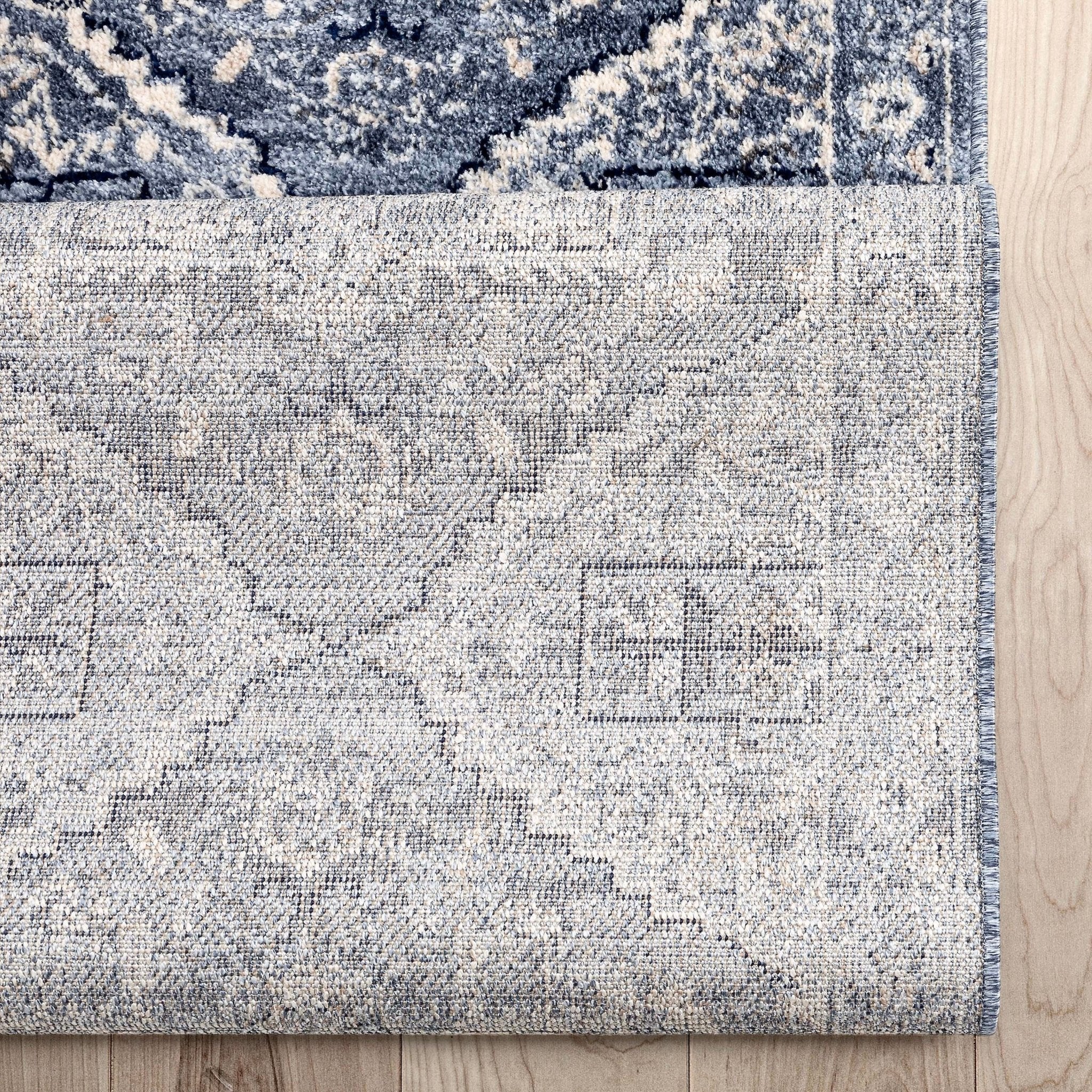 Custom Size Runner Camilla Farmhouse Medallion Denim Blue Choose Your Width x Choose Your Length Hallway Runner Rug Well Woven
