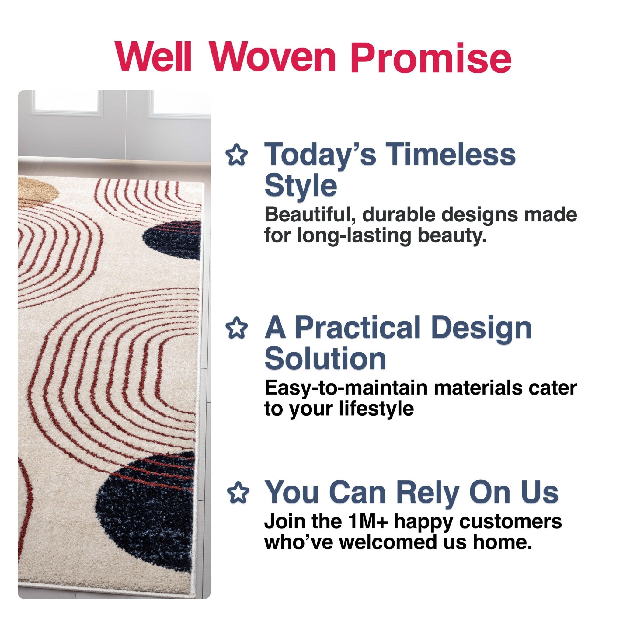 Laslow Modern Geometric Ivory Rug For Living Room, Bedroom, and Dining Room Well Woven