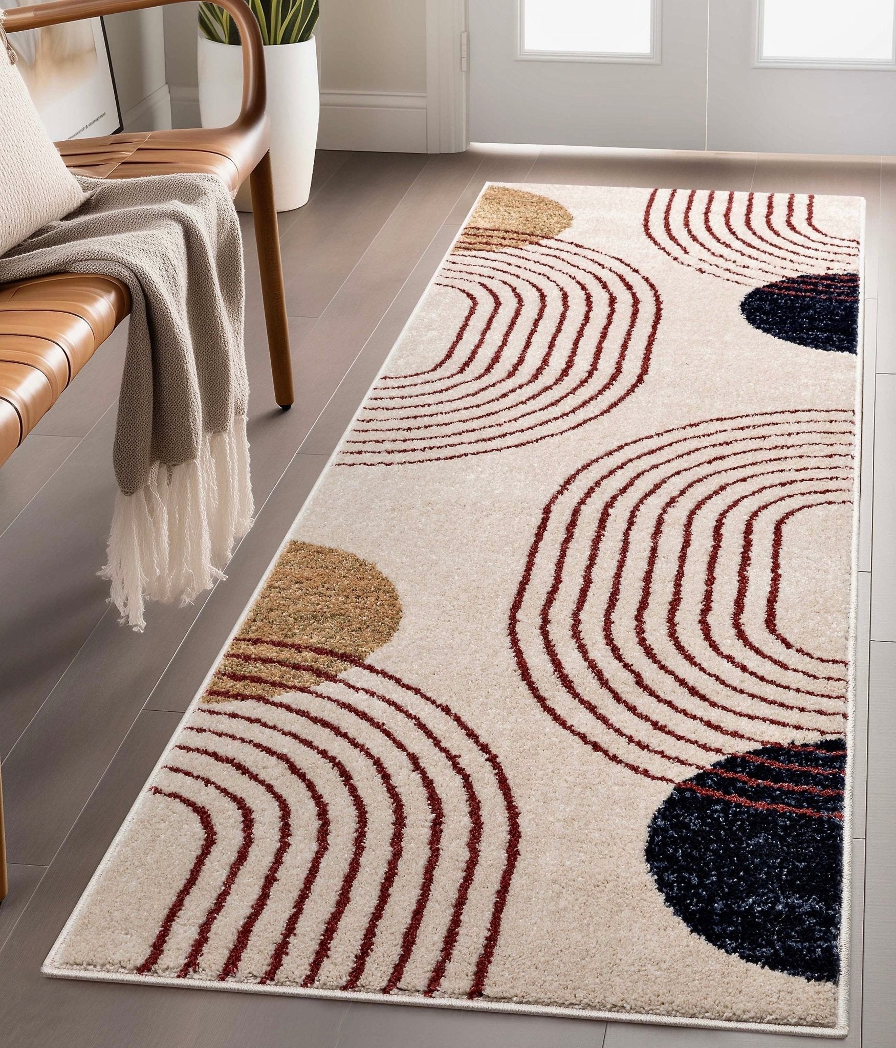 Laslow Modern Geometric Ivory Rug For Living Room, Bedroom, and Dining Room Well Woven