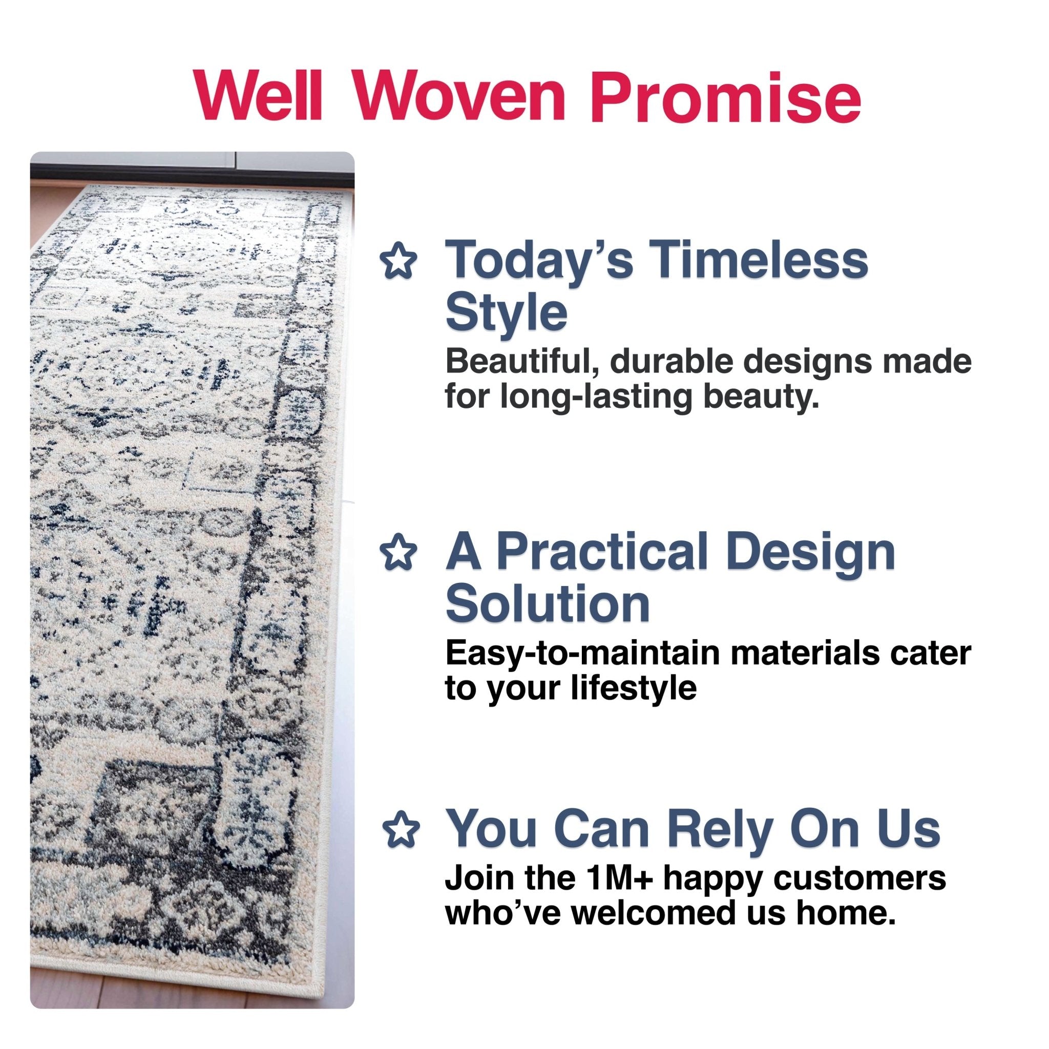 Leon Medallion Ivory Blue Beige Rug For Living Room, Bedroom, and Dining Room Well Woven