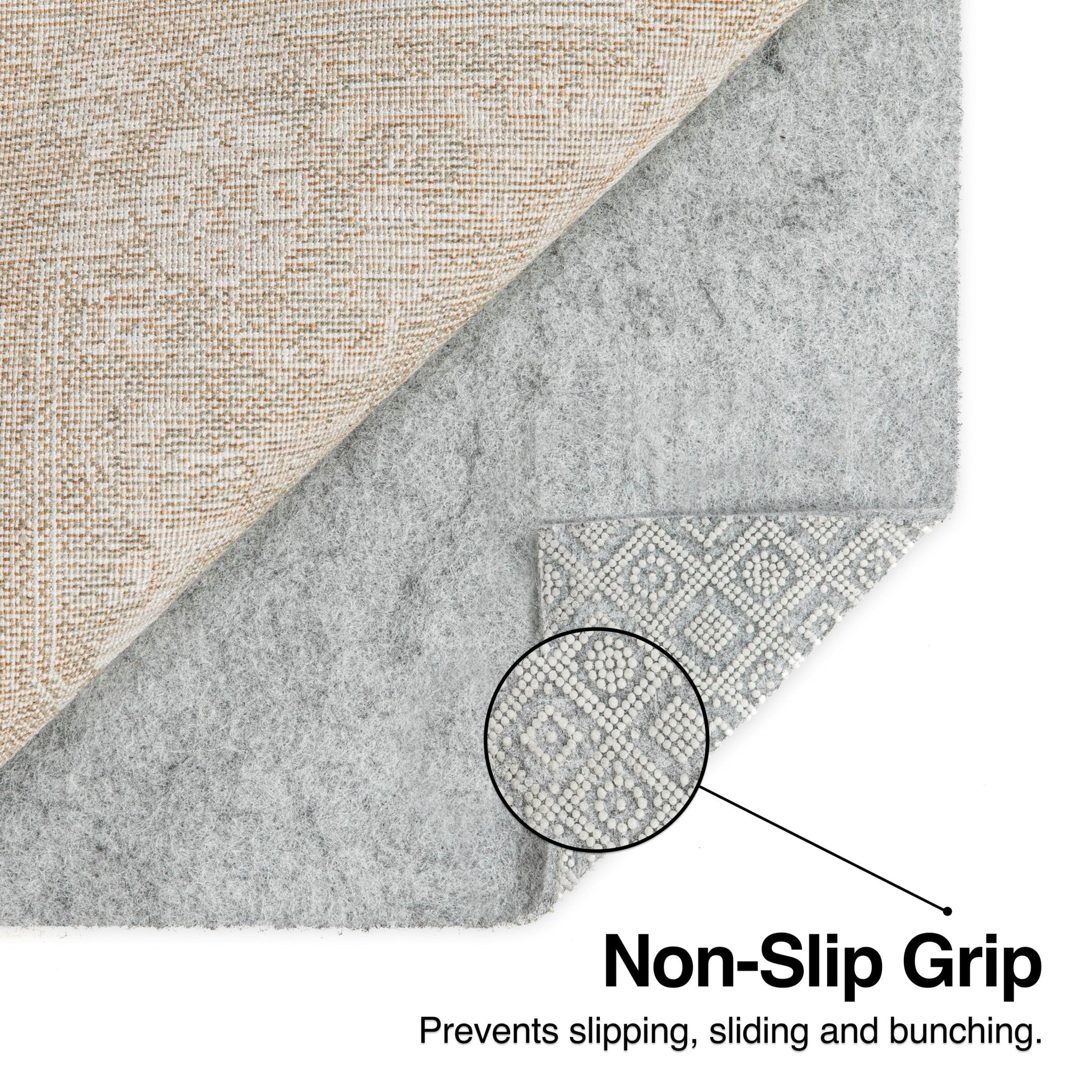 Non-Slip Felt Rug Pad – Easy to Trim, Safe for All Floors, Grey Cream Slim 1/8” Thickness Well Woven
