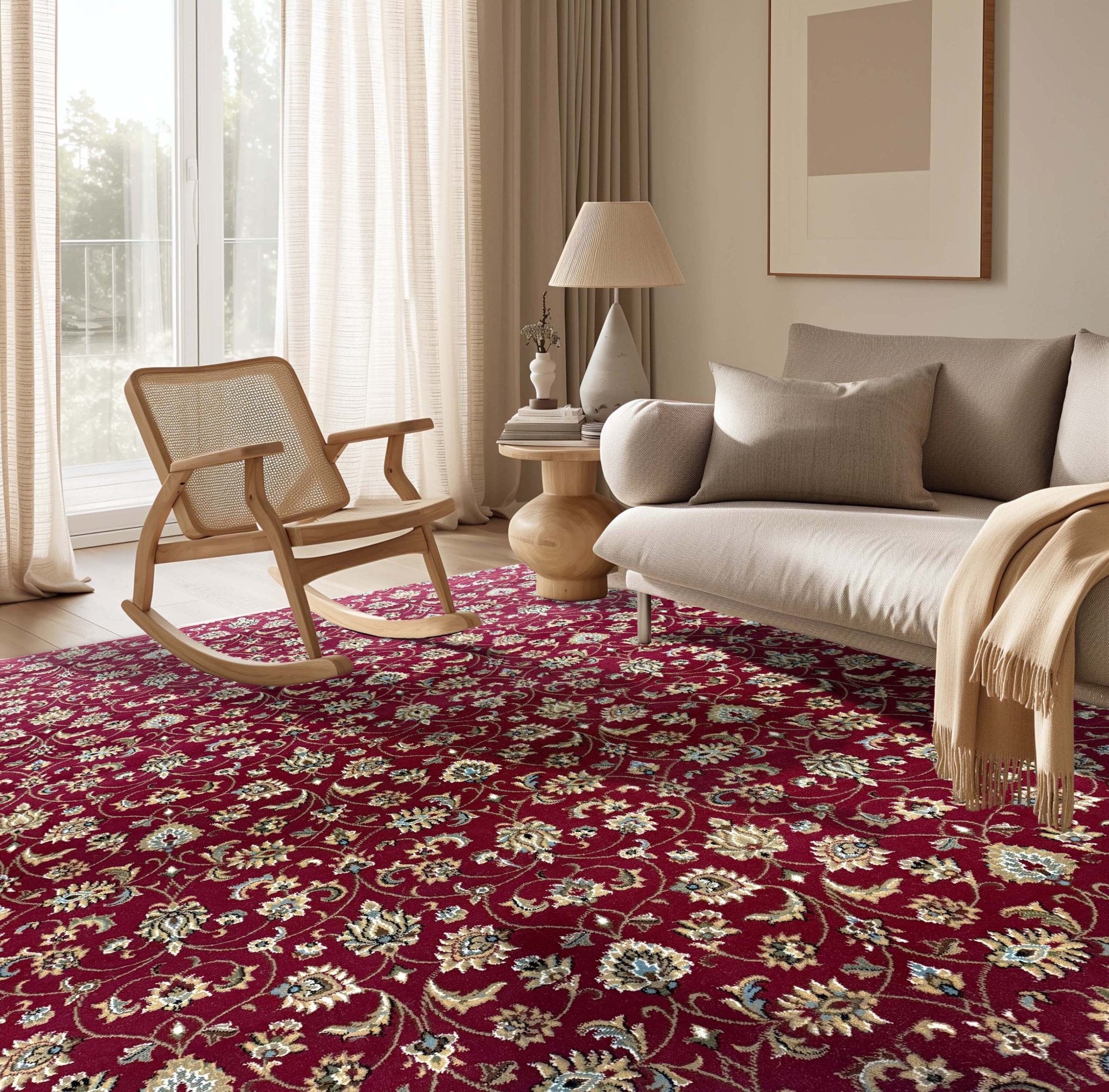 Somerset Heath – Made-to-Measure Custom Red Floral Ornate Area Rug - Well Woven - Living Room
