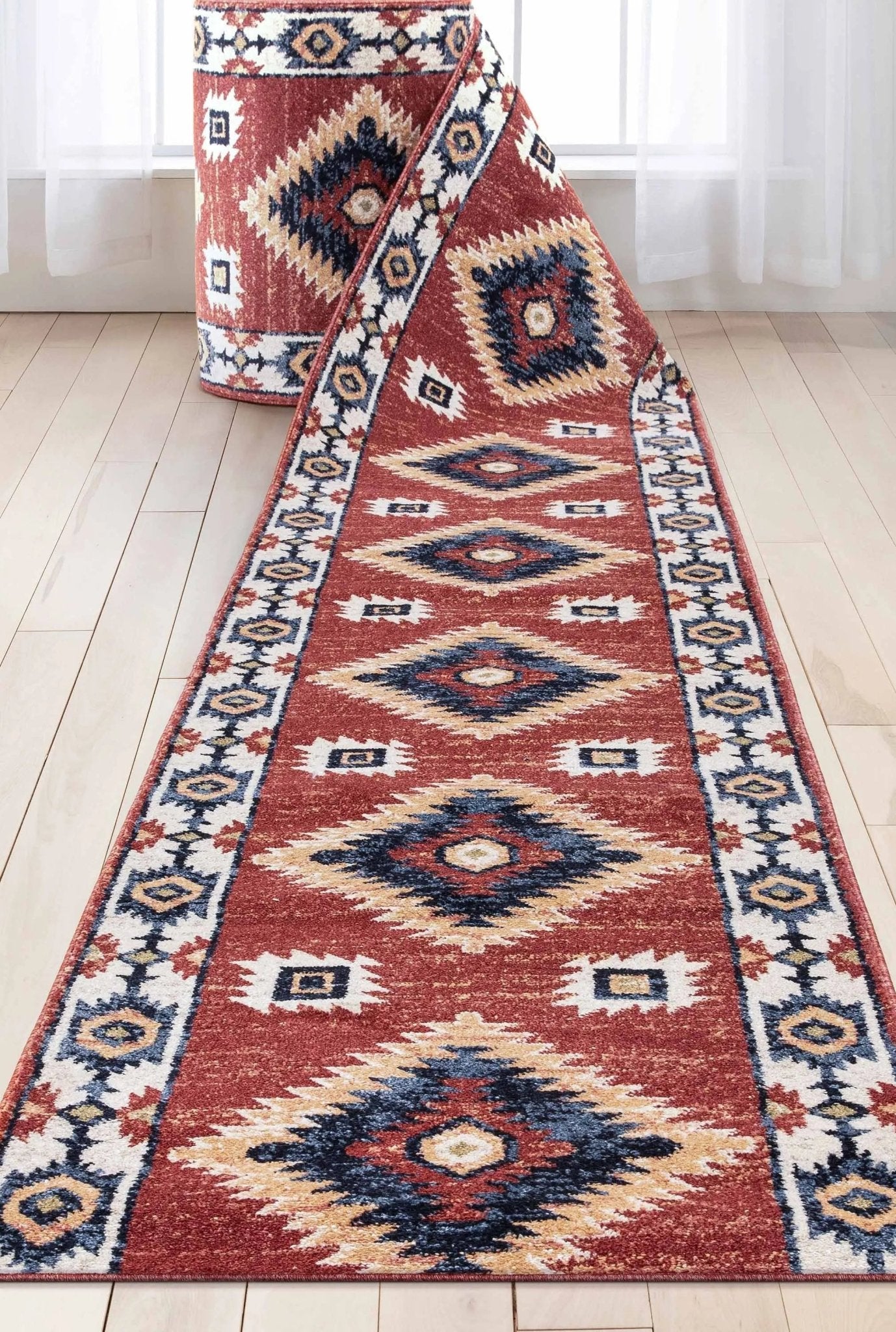 Custom Size Runner Lea Southwestern Red Choose Your Width x Choose Your Length Hallway Runner Rug Well Woven