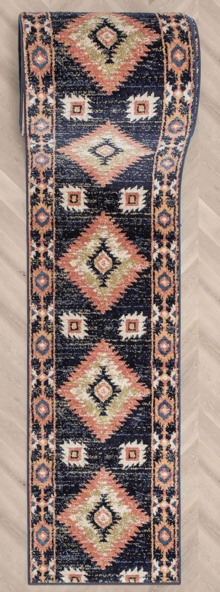 Custom Size Runner Lea Southwestern Tribal Blue Choose Your Width x Choose Your Length Hallway Runner Rug Well Woven