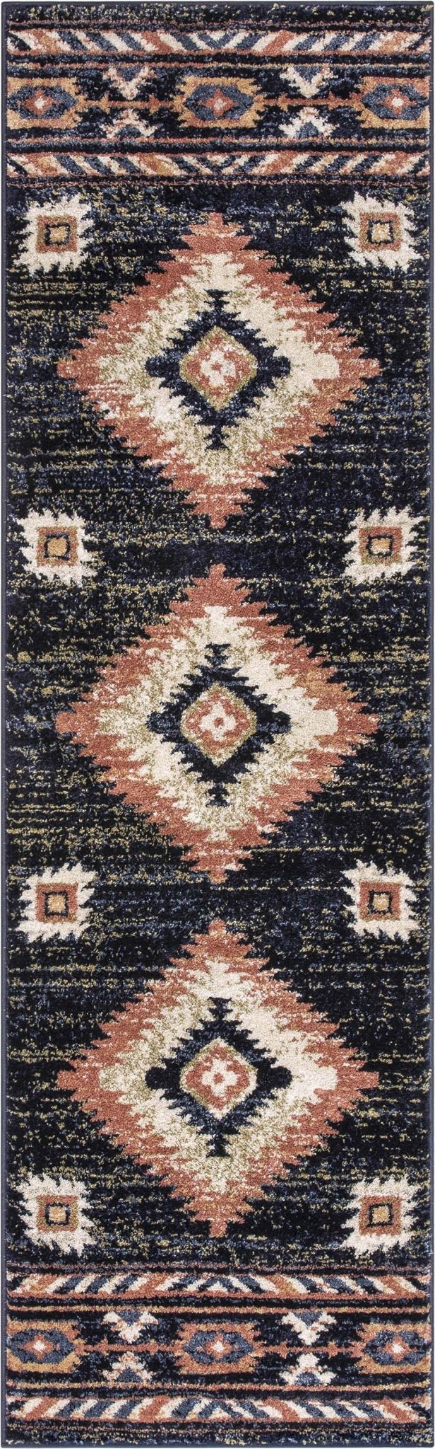 Lea Blue Traditional Southwestern Tribal Rug Well Woven