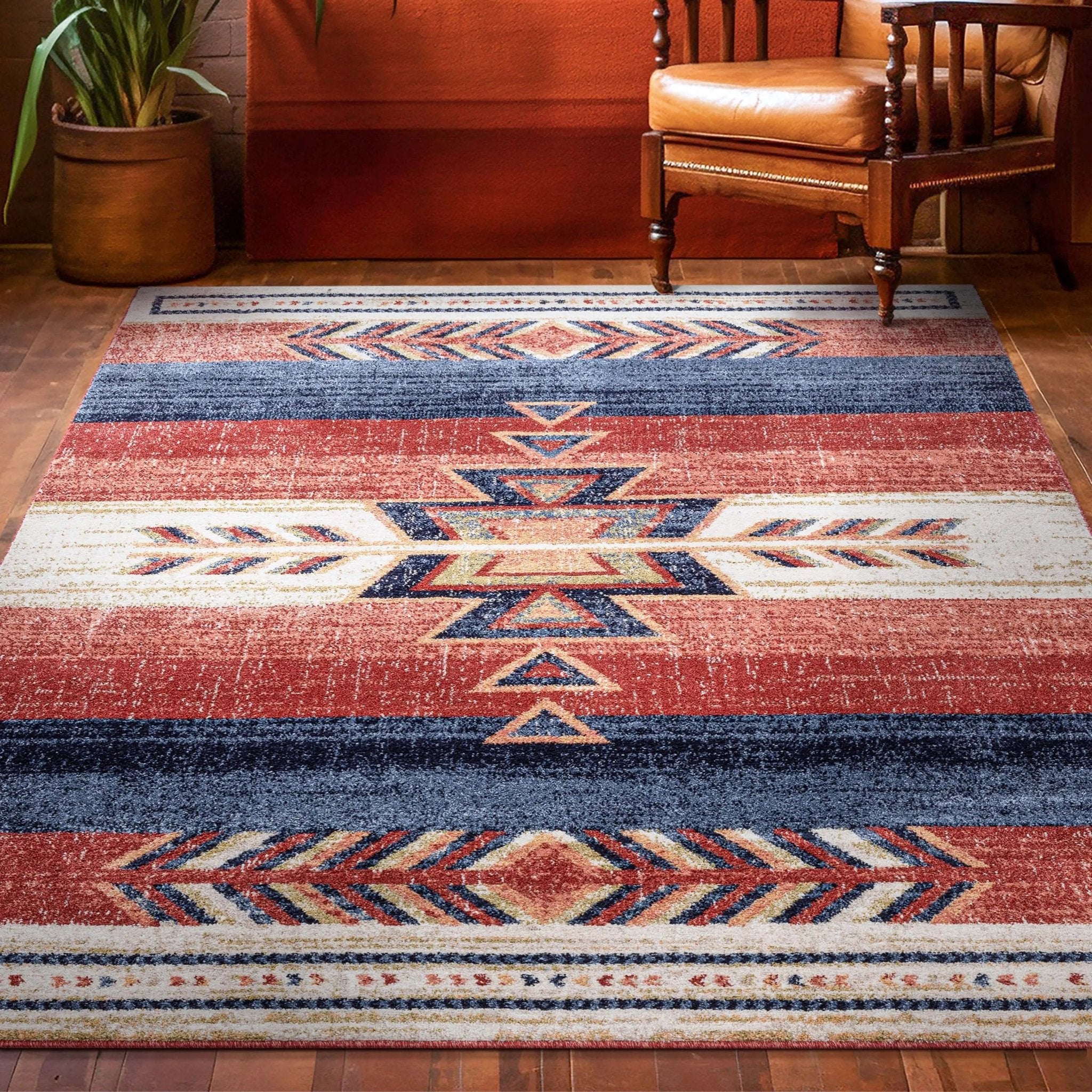 Dustin Southwestern Tribal Medallion Crimson Rug Well Woven