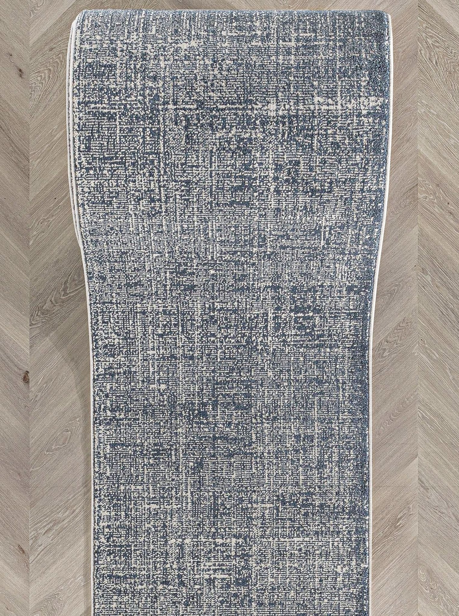 Custom Size Hallway & Stair Runner - Como Dark Blue Choose Your Width x Choose Your Runner Length- Made to Order Runner - Ultra-Soft, Tweed Tonal Colors - Looped Pile Well Woven