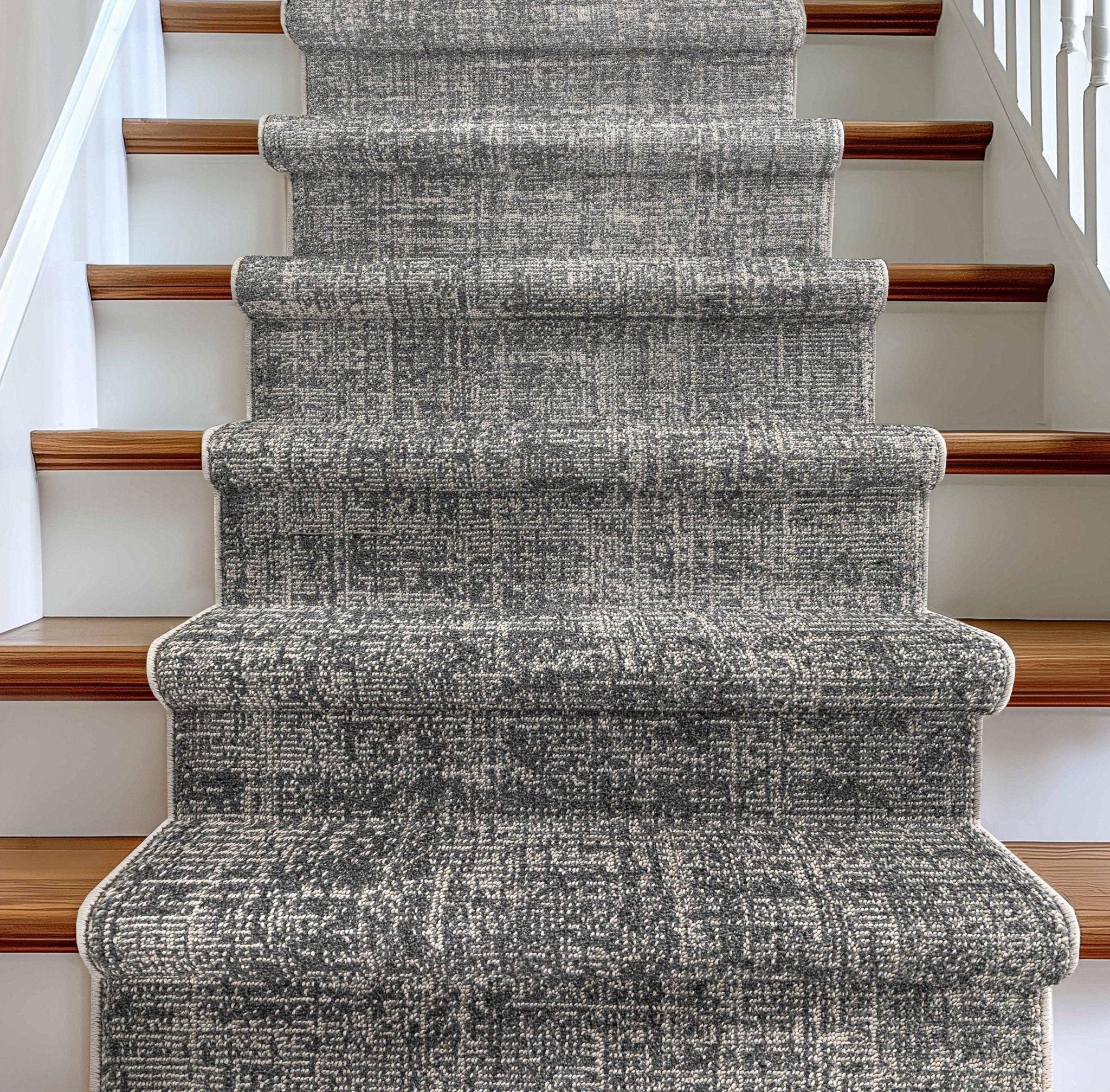 Custom Size Hallway & Stair Runner - Como Ivory Grey Choose Your Width x Choose Your Runner Length- Made to Order Runner - Ultra-Soft,  Tweed Tonal Colors - Looped Pile Well Woven