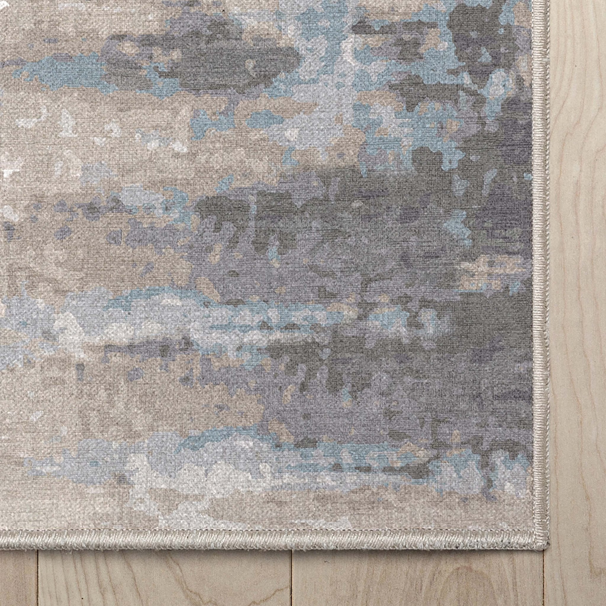 Tuscany Abstract Brushstroke Beige Blue Flatweave Rug Well Woven