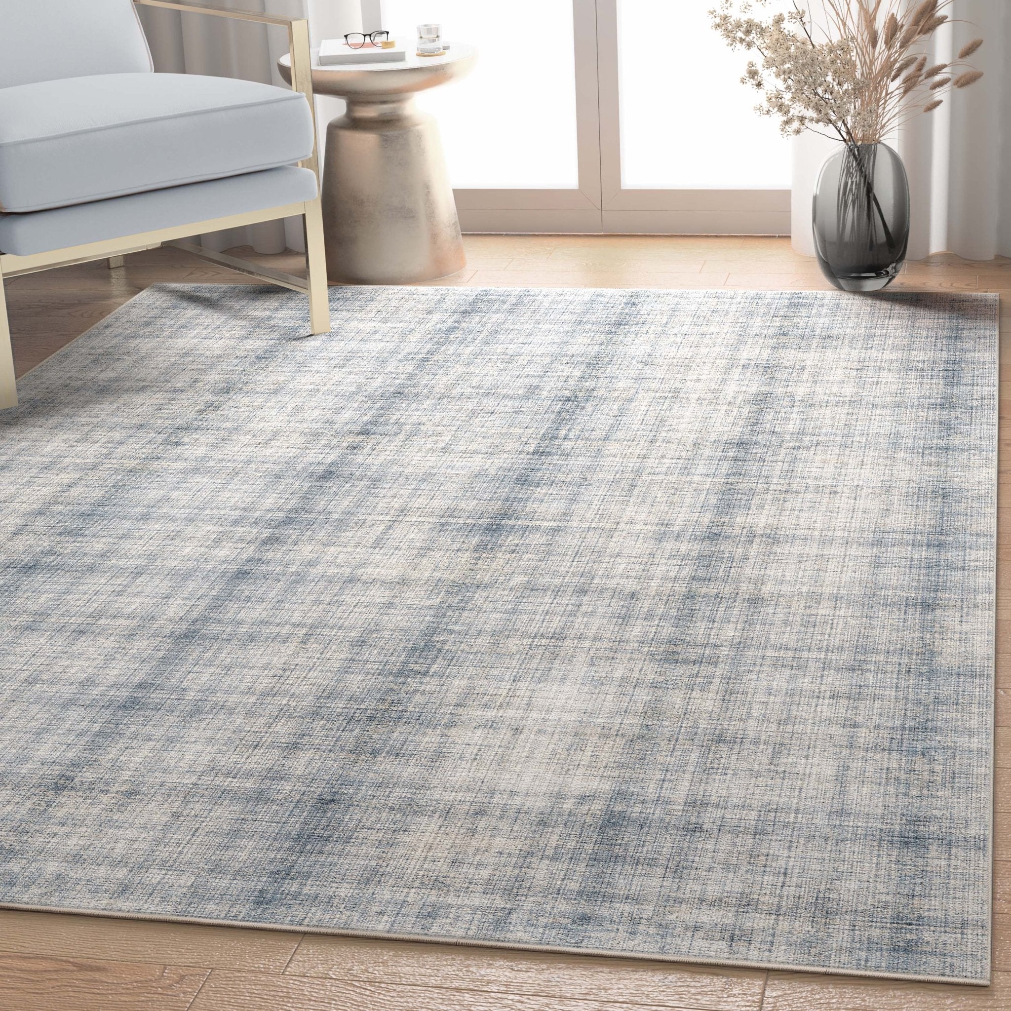 Rio Abstract Plaid Blue Cream Flatweave Rug Well Woven