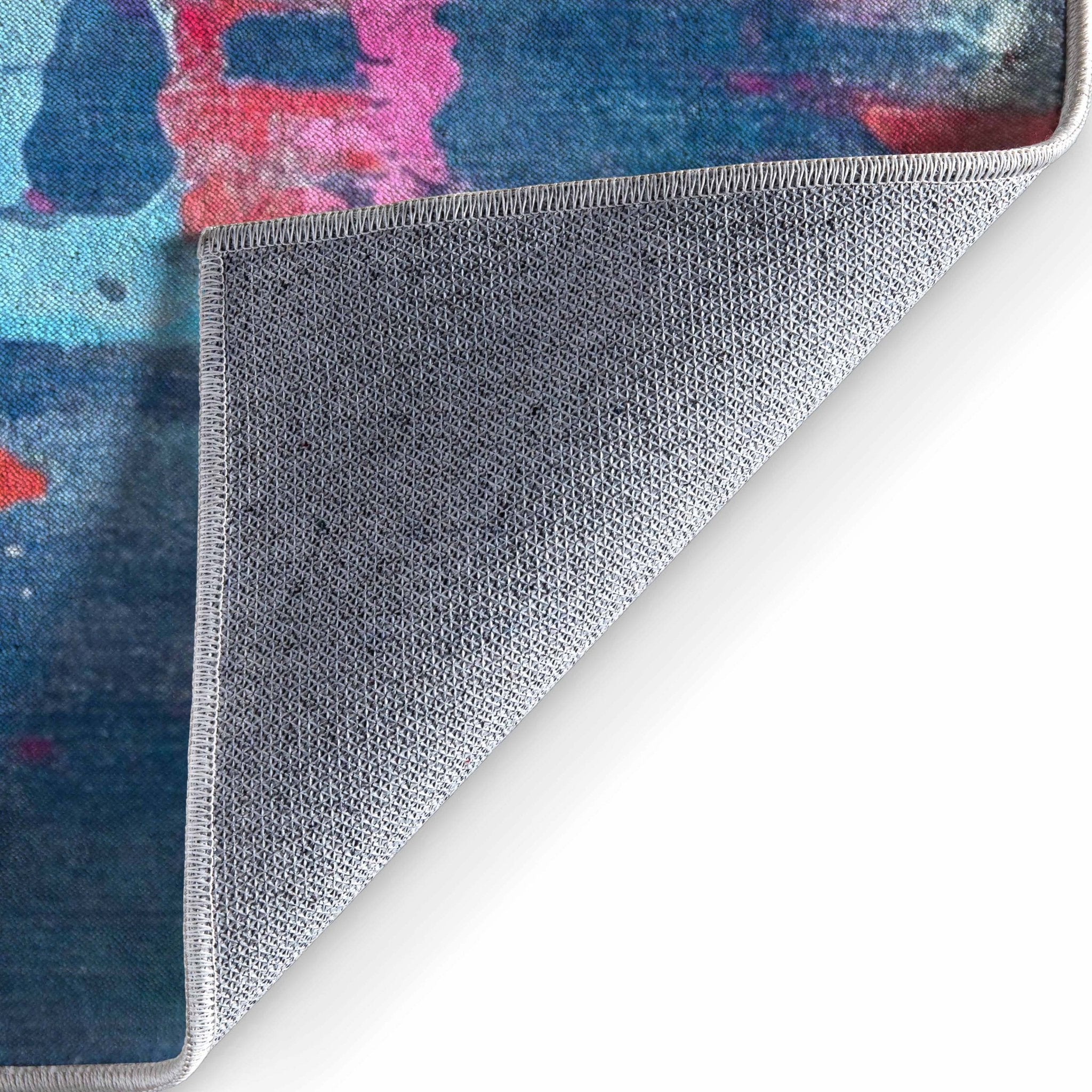 Apollo Aurora Bloom – Hand-Print Floral Abstract Flat Woven Multicolor Rug Well Woven