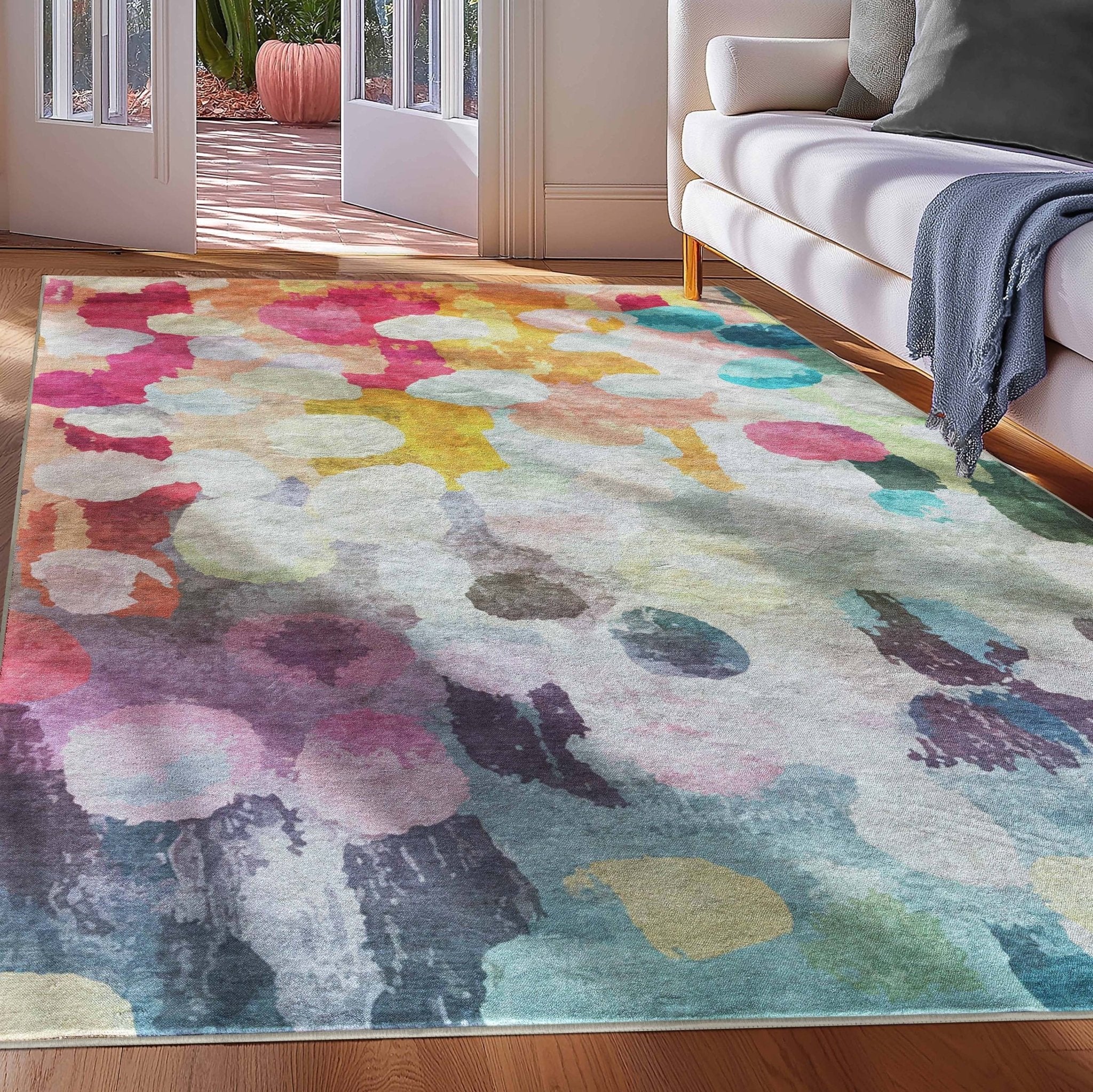 Apollo Galets d’Aquarelle – Abstract Watercolor & Pebble Flat Woven Multicolor Rug Well Woven