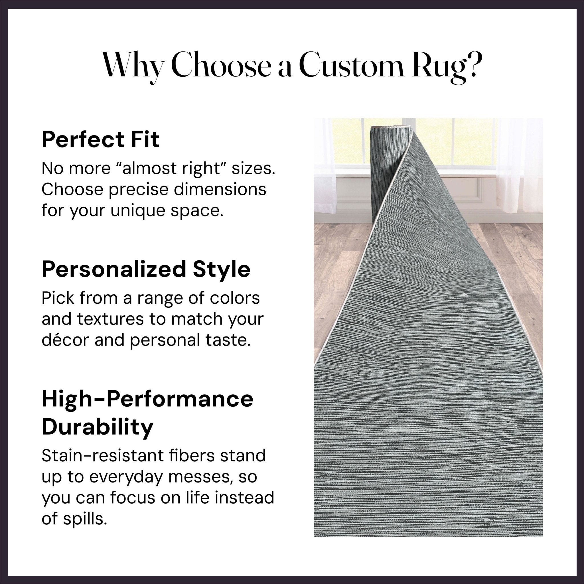 Custom Size Runner Striations Modern Striped Fogstone Pewter Choose Your Width x Choose Your Length Hallway Runner Rug Well Woven