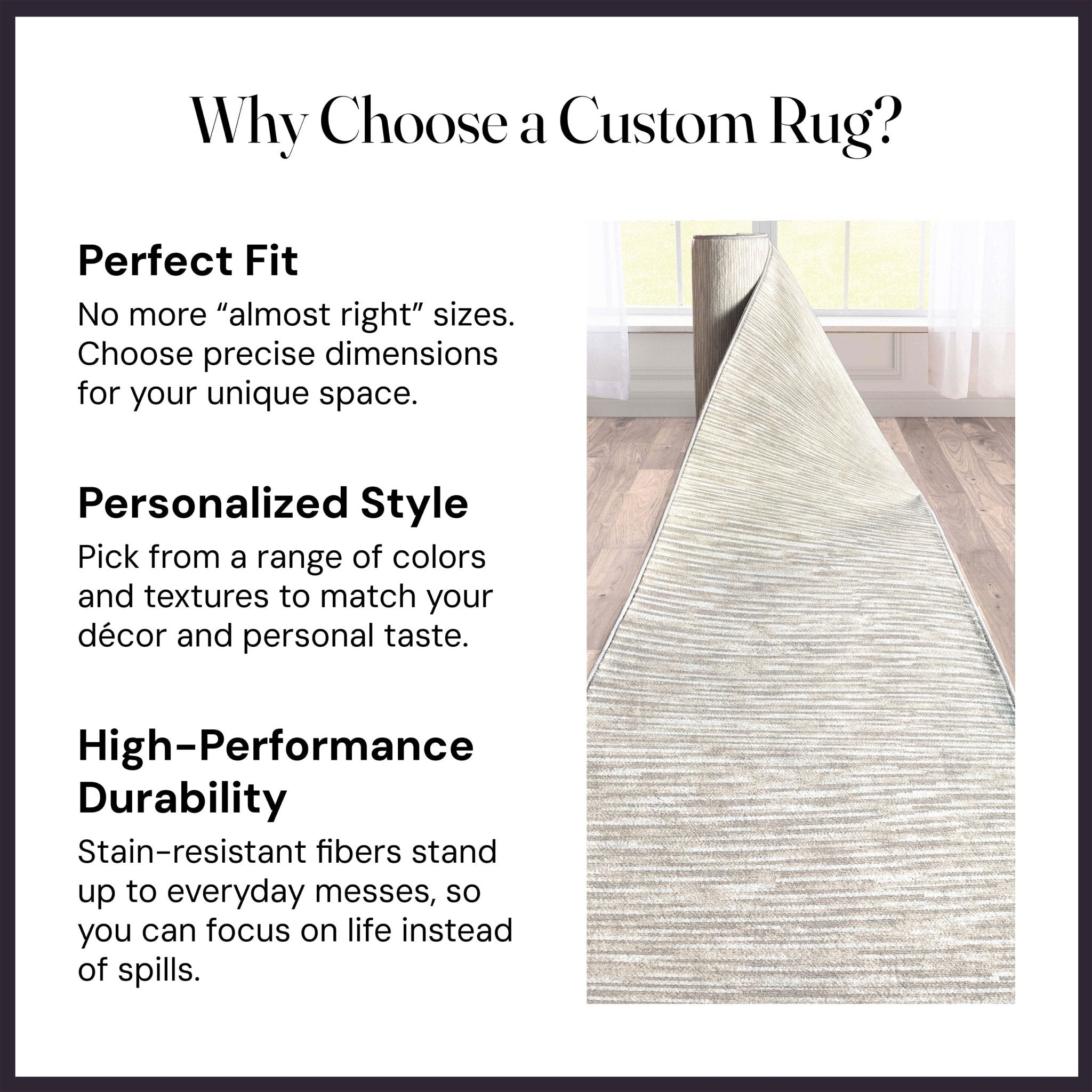Custom Size Runner Striations Modern Striped Sandstone Elegance Choose Your Width x Choose Your Length Hallway Runner Rug Well Woven