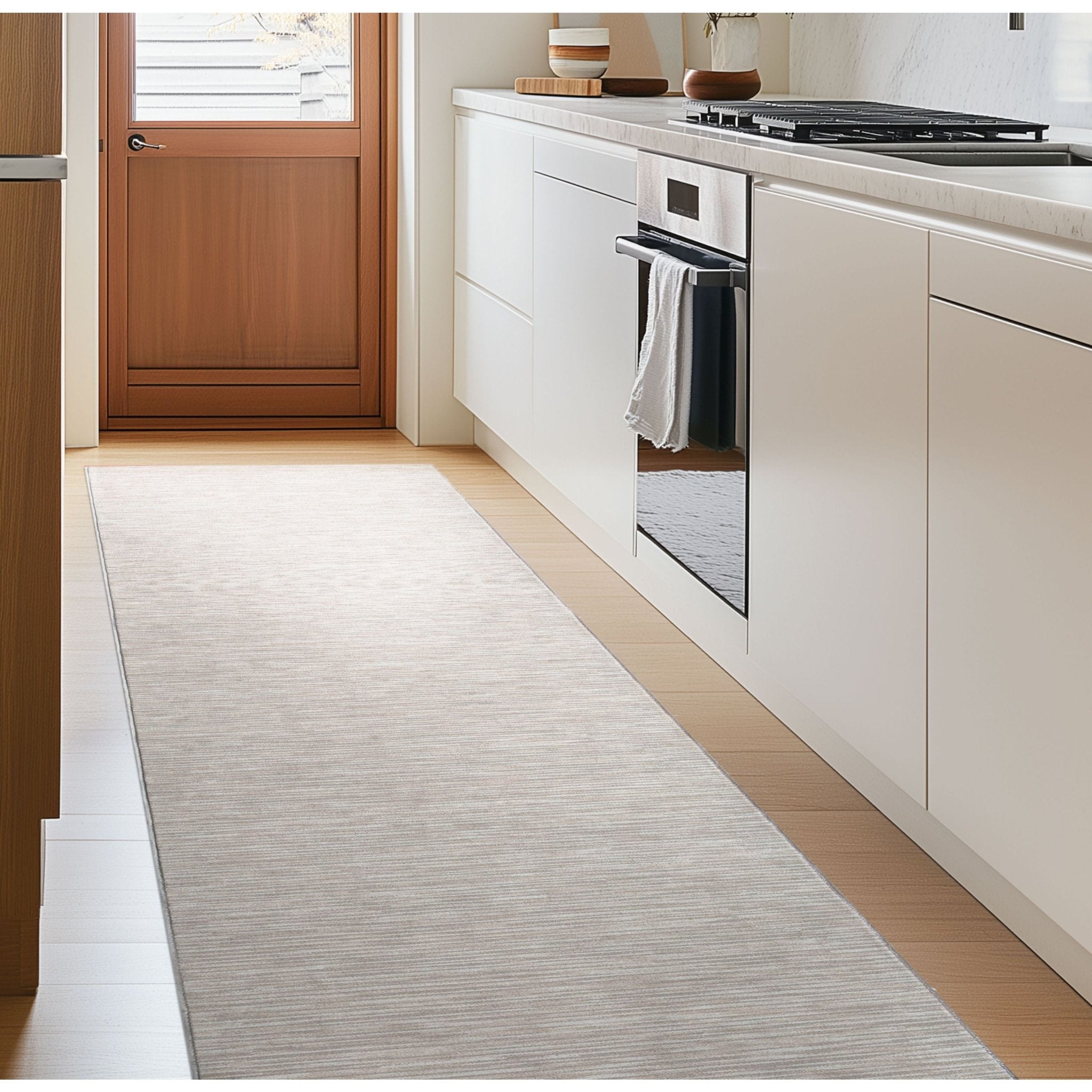 Custom Size Runner Striations Modern Striped Sandstone Elegance Choose Your Width x Choose Your Length Hallway Runner Rug Well Woven