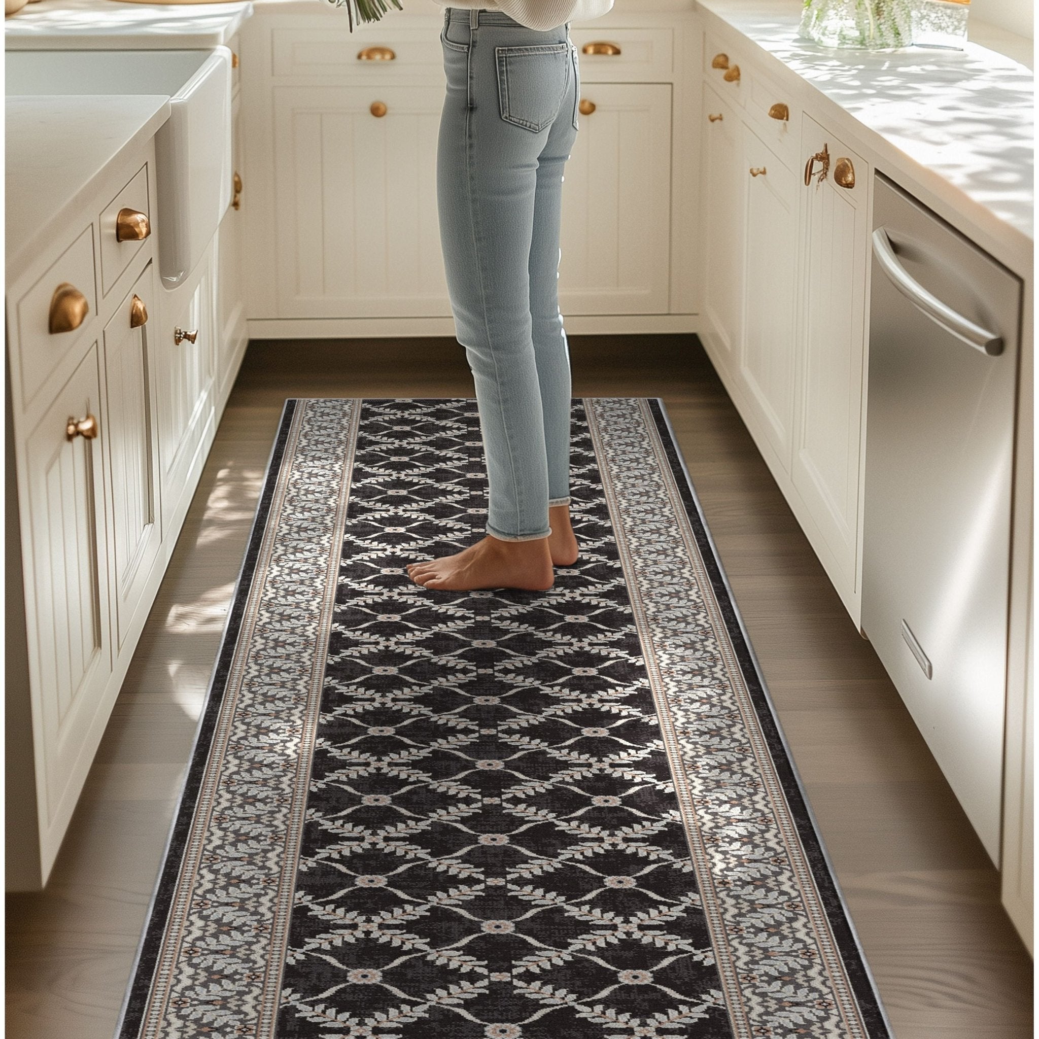 Custom Size Runner Regency Lattice Midnight Ash Choose Your Width x Choose Your Length Hallway Runner Rug Well Woven