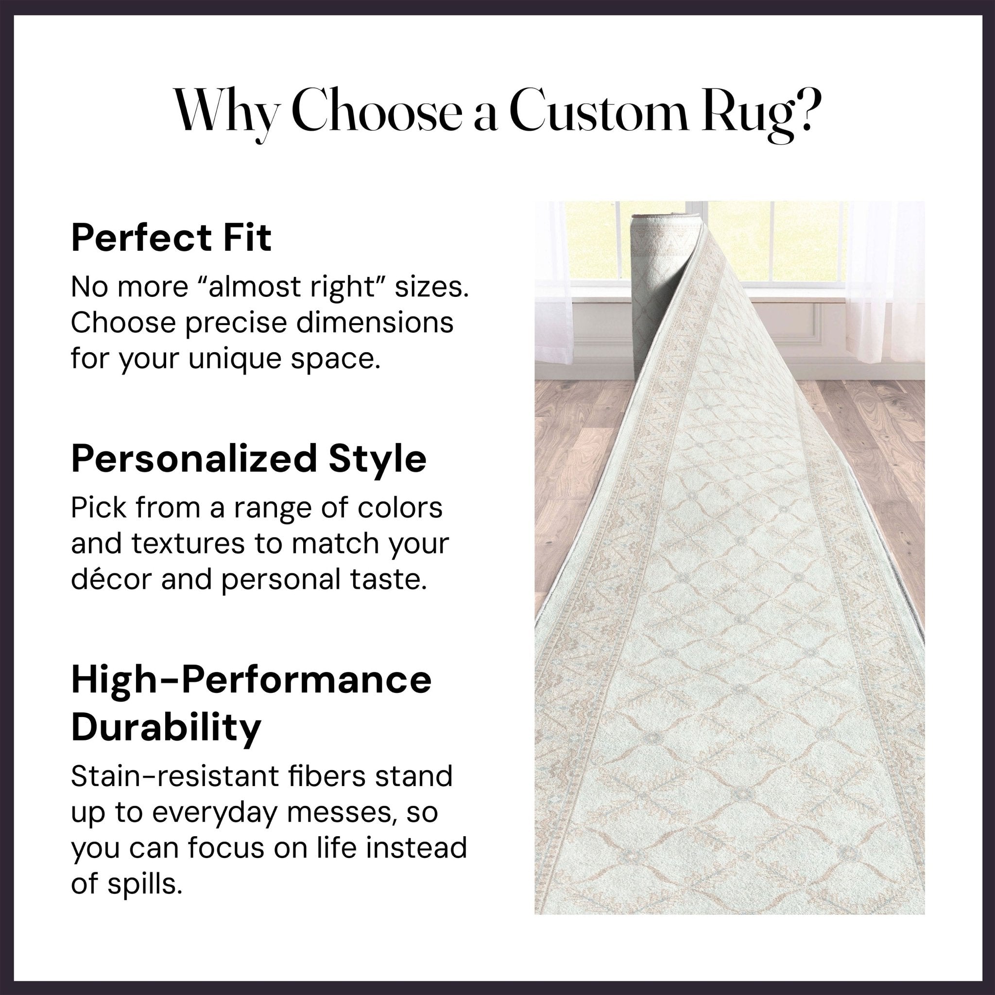 Custom Size Runner Regency Lattice Pearly Haven Choose Your Width x Choose Your Length Hallway Runner Rug Well Woven