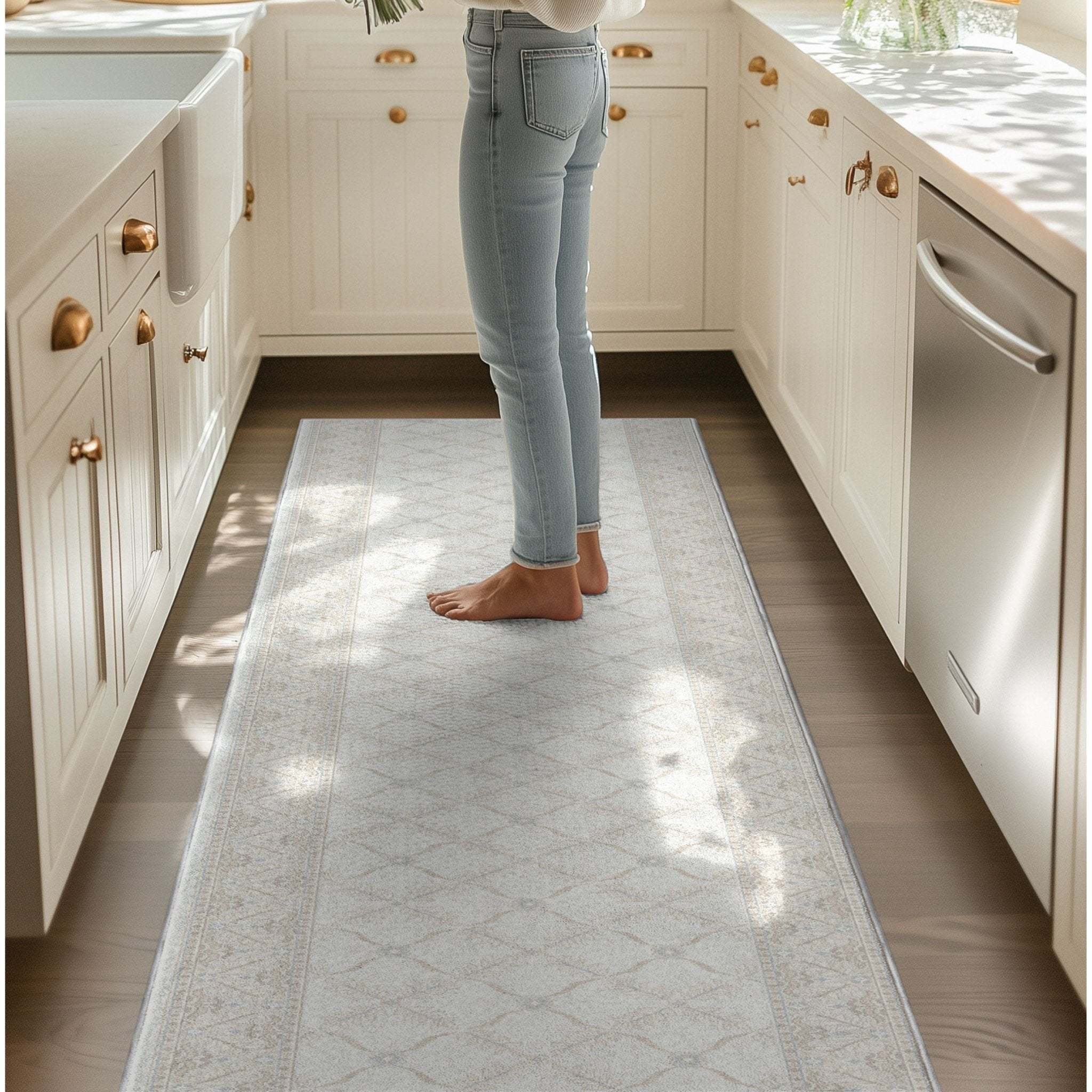 Custom Size Runner Regency Lattice Pearly Haven Choose Your Width x Choose Your Length Hallway Runner Rug Well Woven