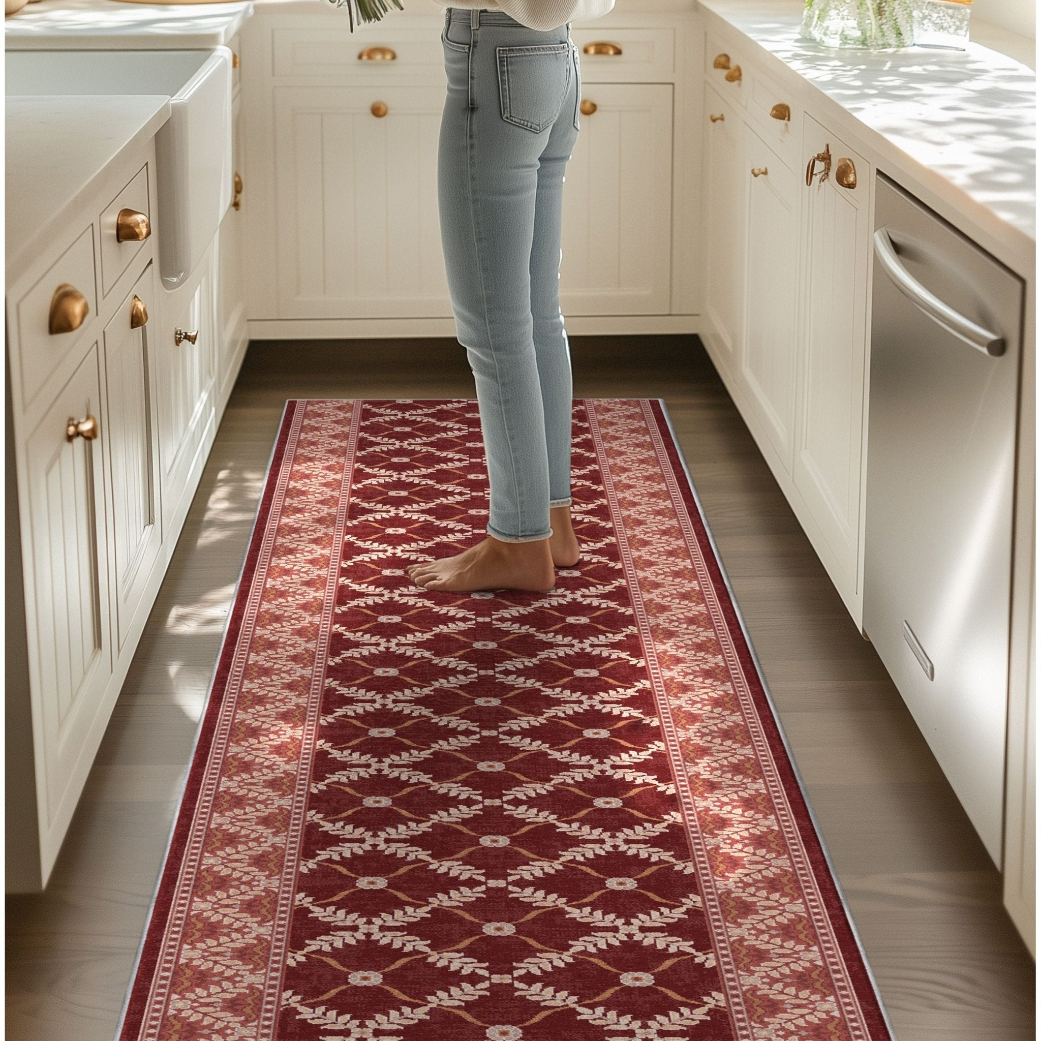 Custom Size Runner Regency Lattice Ruby Ember Choose Your Width x Choose Your Length Hallway Runner Rug Well Woven