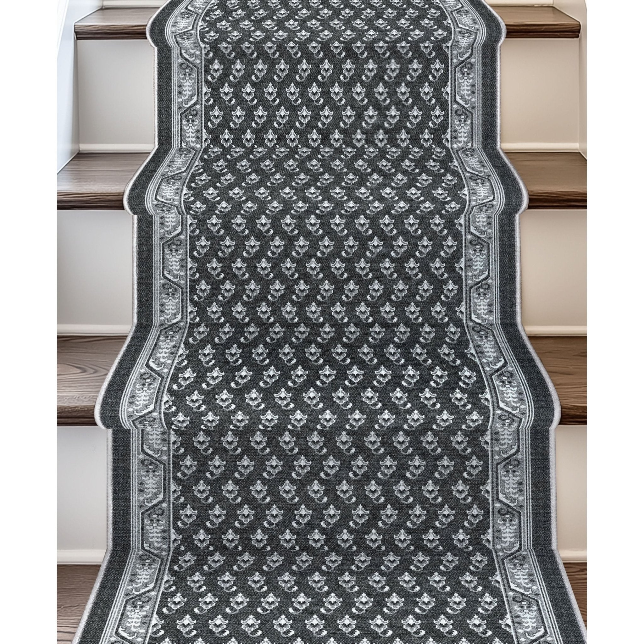 Custom Size Runner Windsor Diamond Midnight Ash Choose Your Width x Choose Your Length Hallway Runner Rug Well Woven
