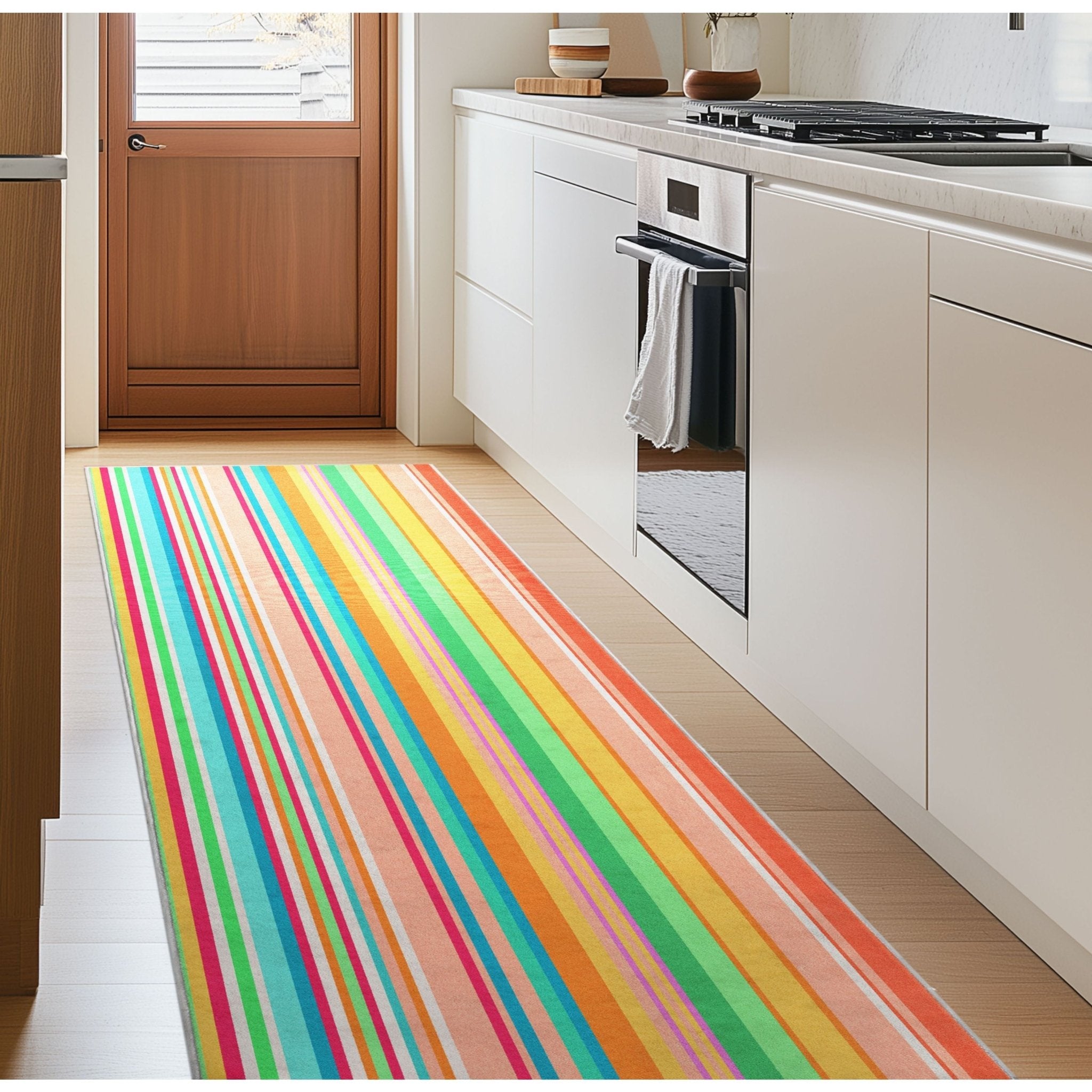 Custom Size Runner Seabreeze Lines Modern Multi Choose Your Width x Choose Your Length Hallway Runner Rug Well Woven