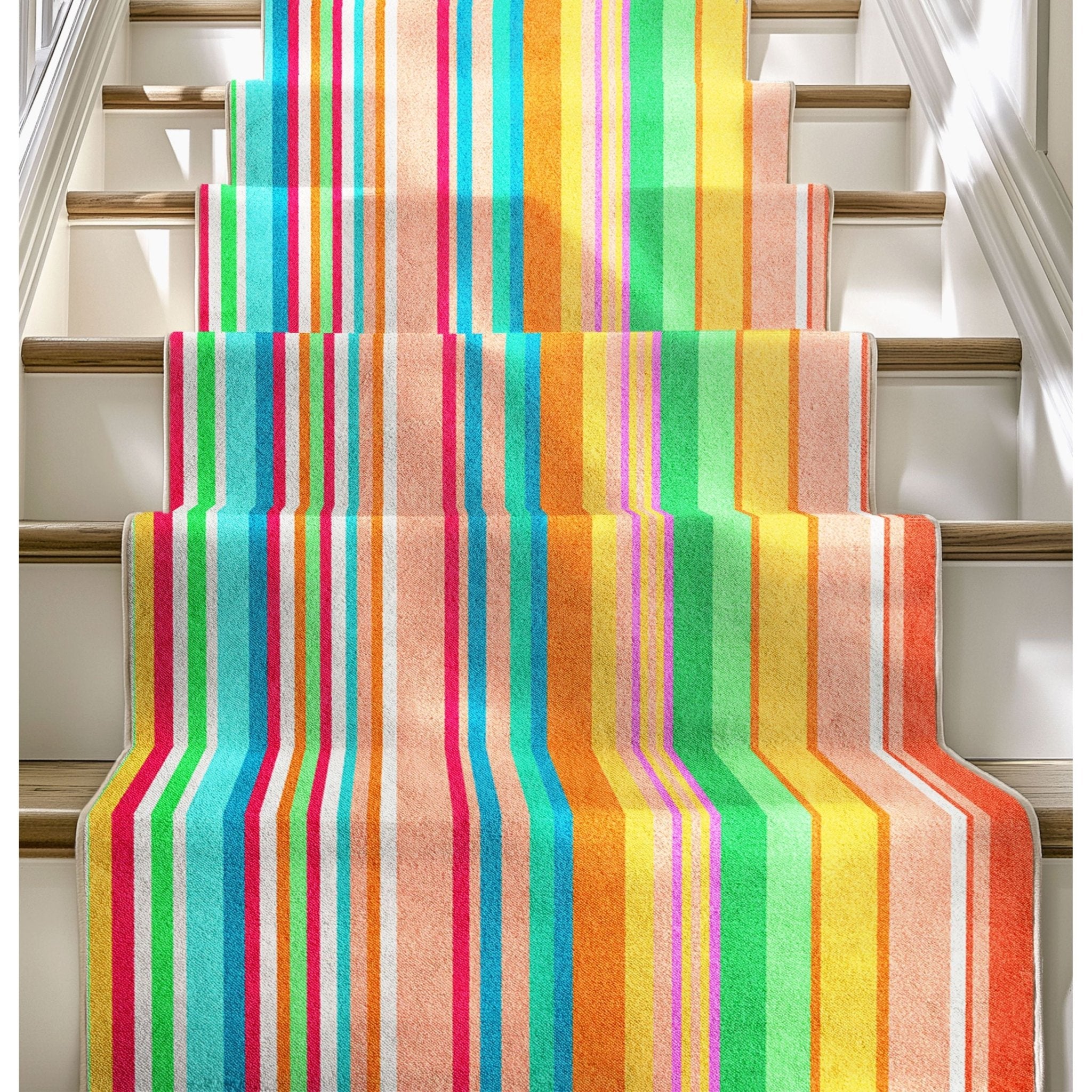 Custom Size Runner Seabreeze Lines Modern Multi Choose Your Width x Choose Your Length Hallway Runner Rug Well Woven