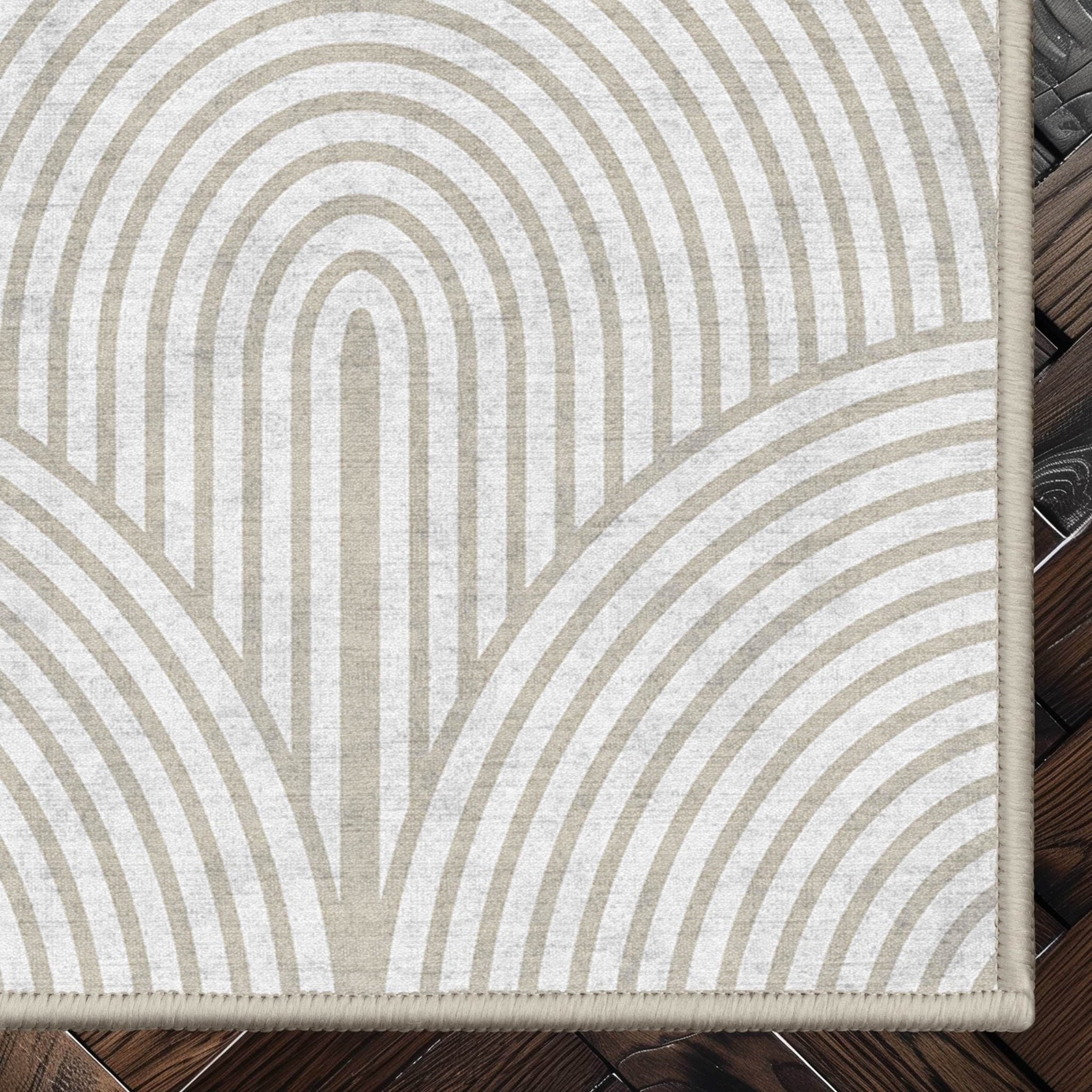 Apollo Echo Arch Pattern Beige Flatwoven Rug – Easy Clean & Durable Well Woven