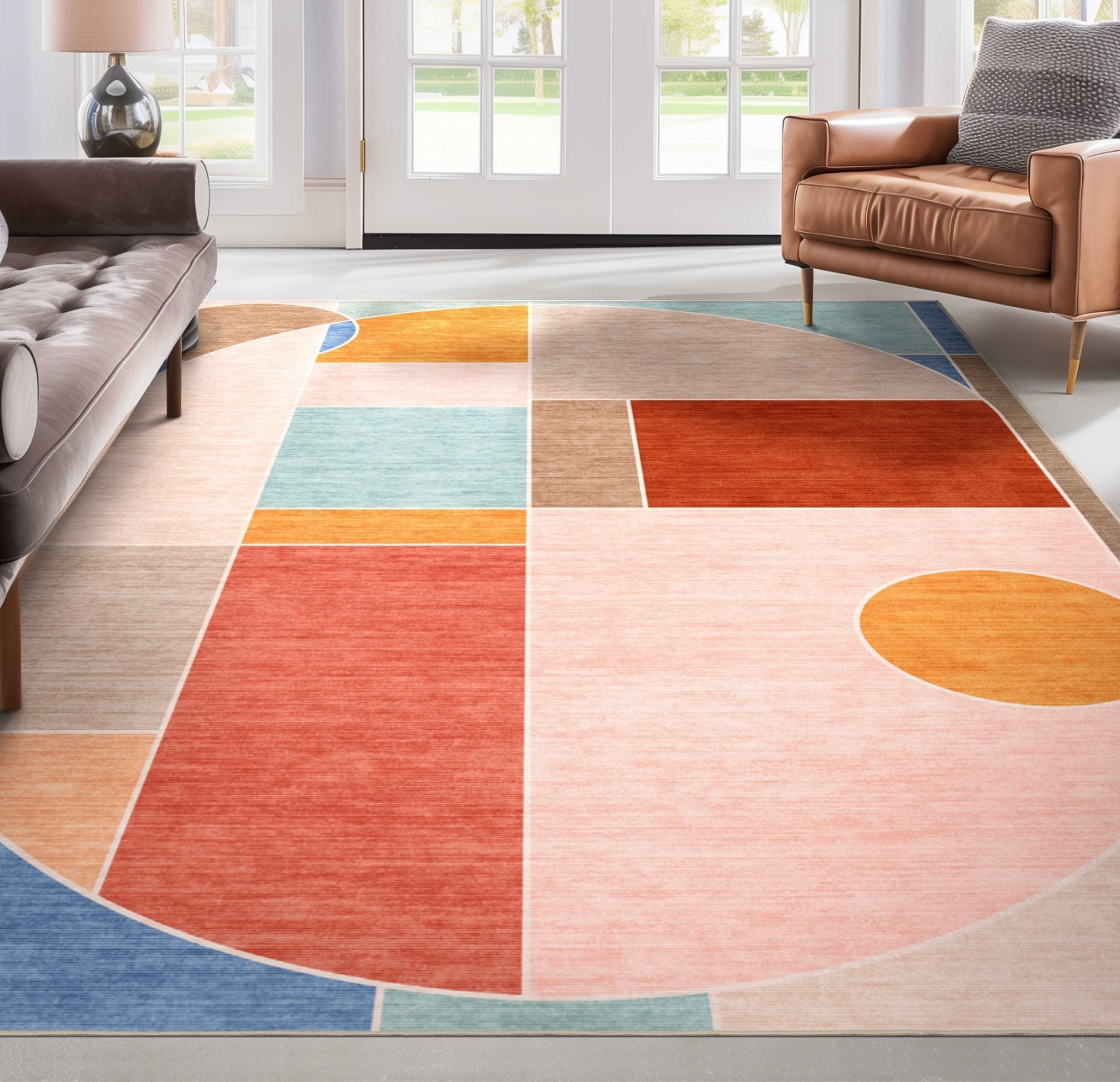 Apollo Essence Multi-Color Pastel Geometric Rug Stain-Resistant & Easy to Clean Well Woven